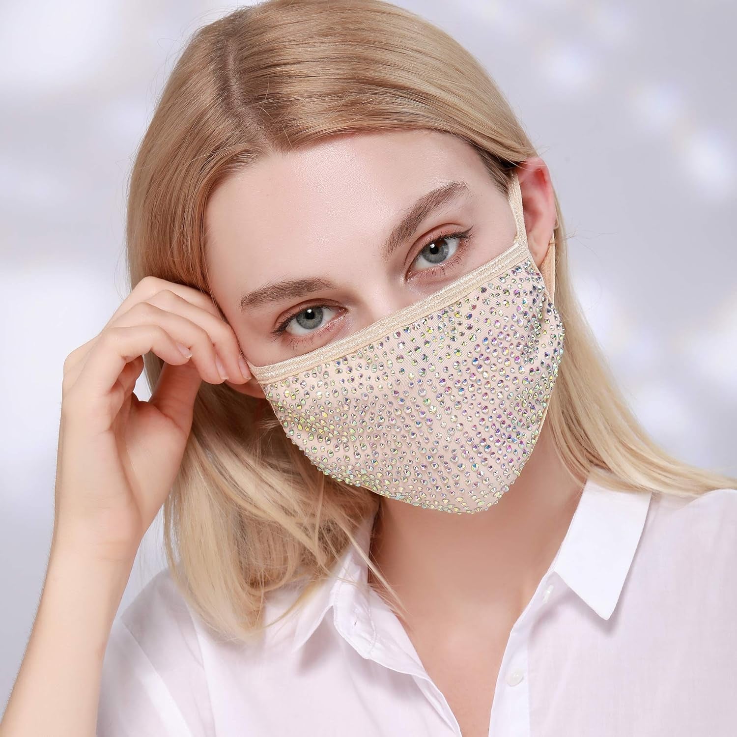 Designer Crystal Face Mask! Machine Washable, Adjustable Ear Strap, Open Pocket, FREE Filter