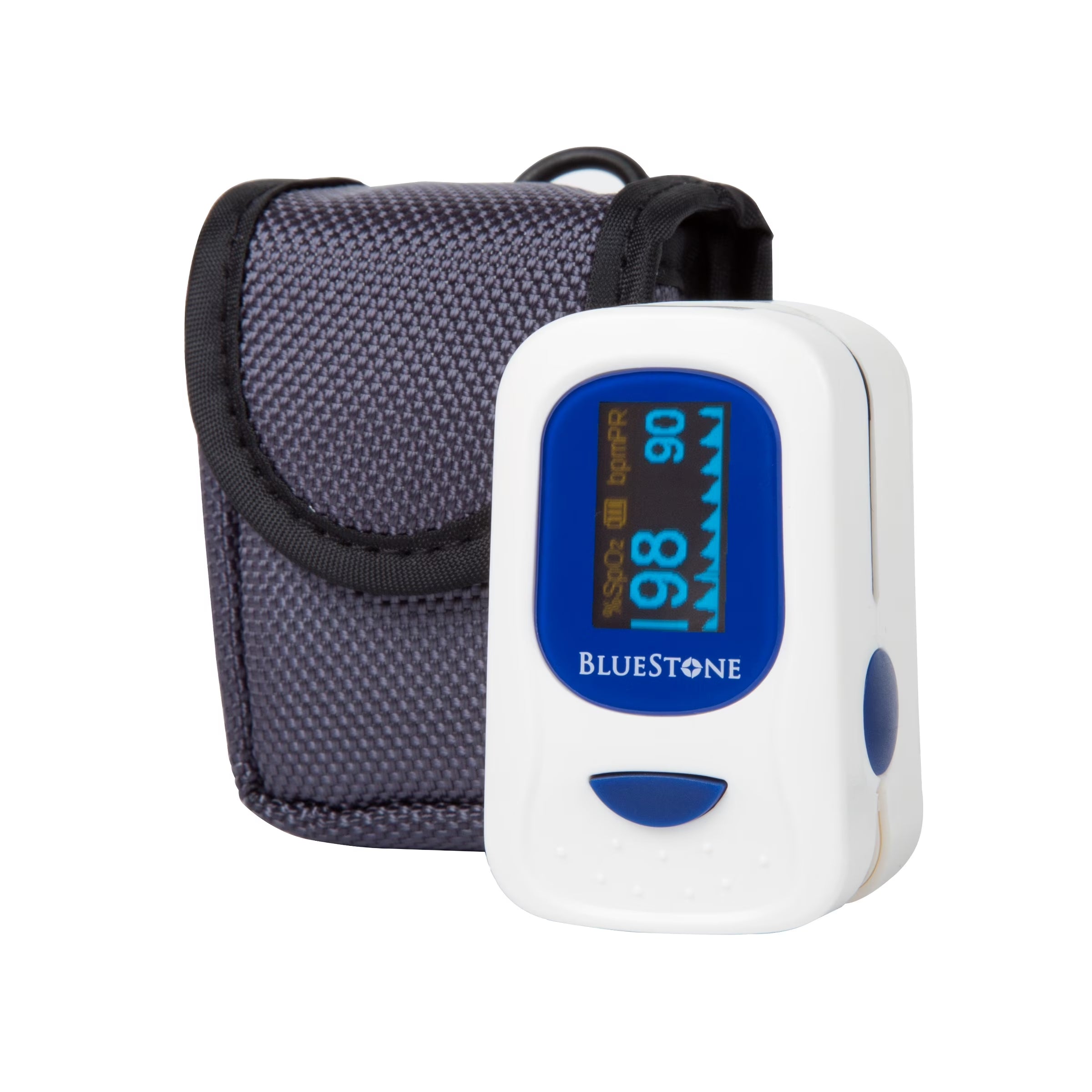 Portable Finger Pulse Oximeter with Carrying Case and Lanyard