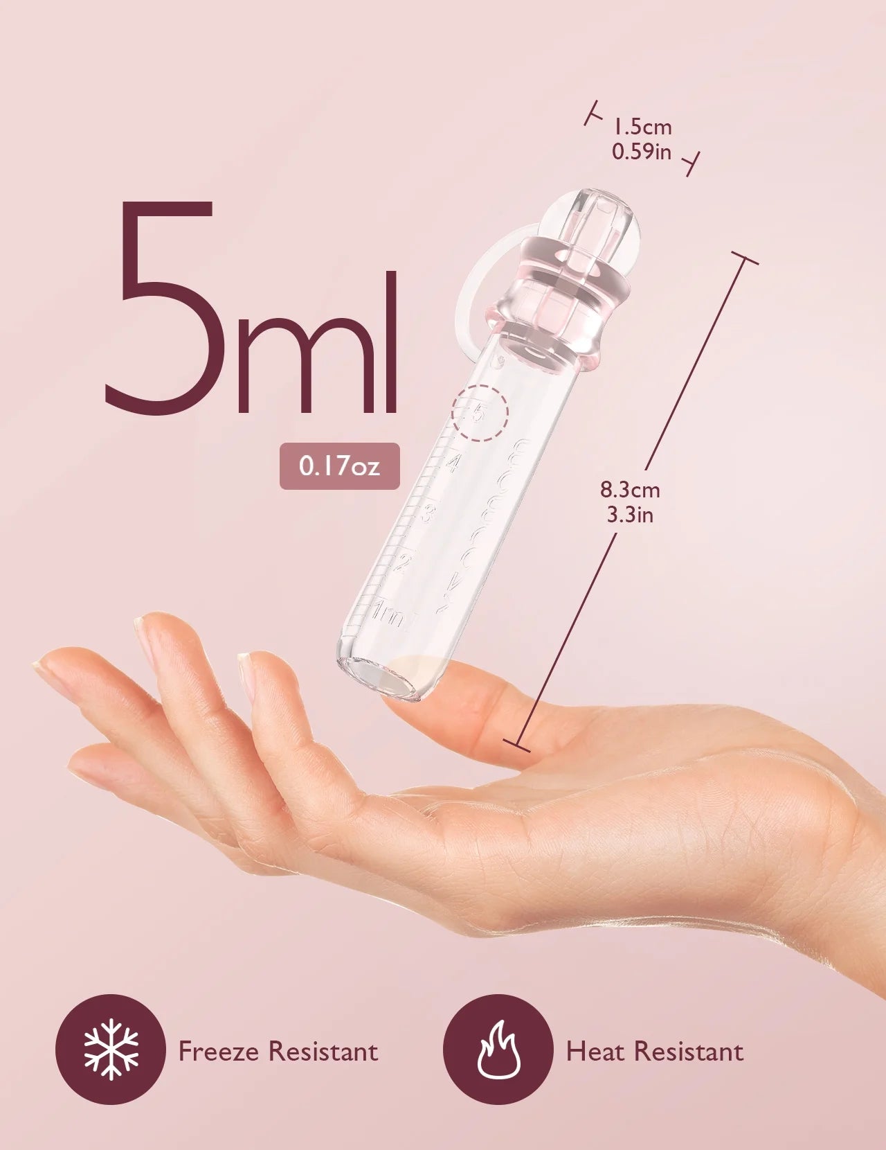 Colostrum Collector, Portable Reusable Breast Milk Collector and Storage Bottles, 5Ml, 2Pcs
