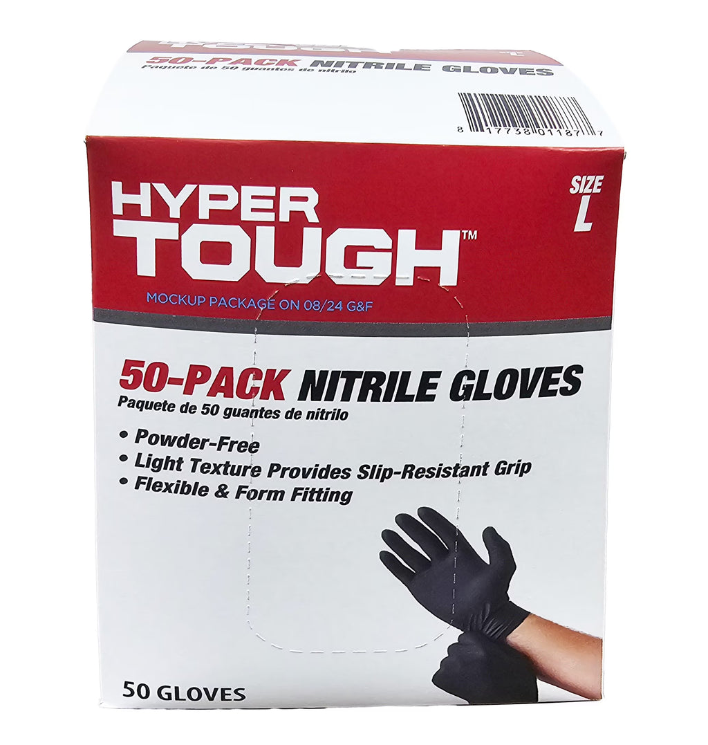 Disposable Nitrile Gloves, 50 Count, Size Large, One Size Fits Most