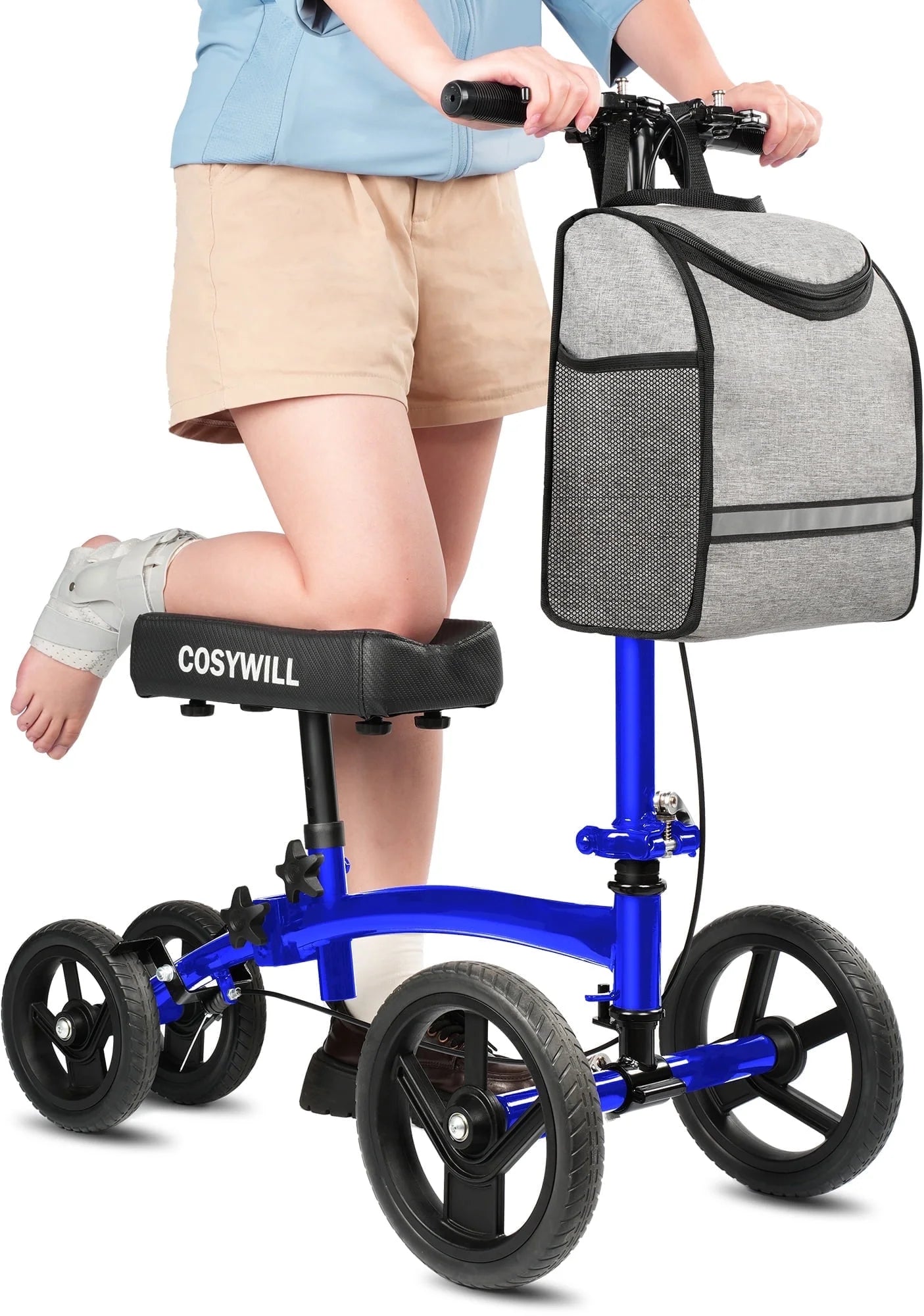 Steerable Knee Scooter,Economy Knee Walker,All Terrain Foldable Medical Scooter for Foot Injuries Crutches Alternative,Blue