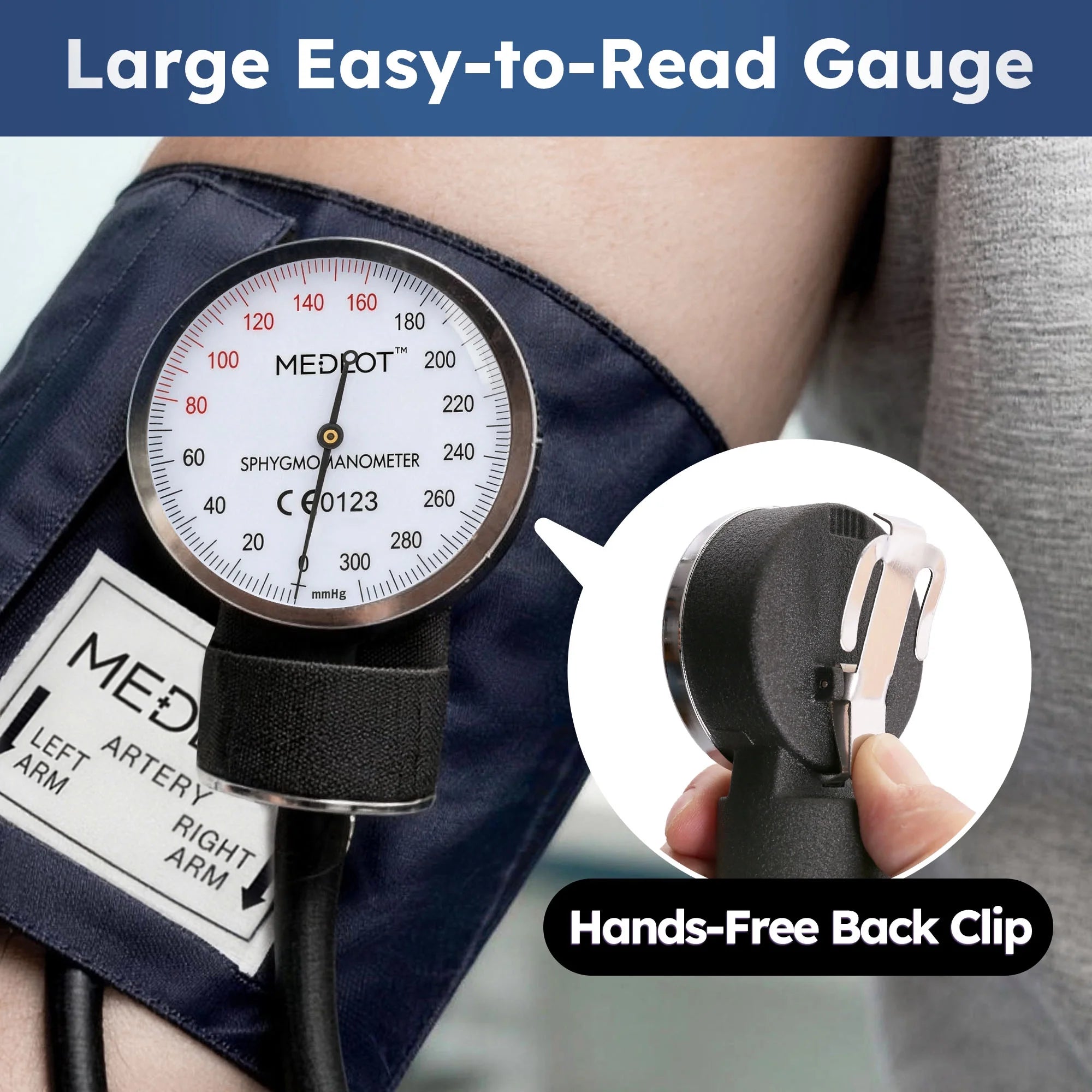Manual Blood Pressure Cuff, Aneroid Sphygmomanometer and Stethoscope Kit, BP Cuff 10"-16"