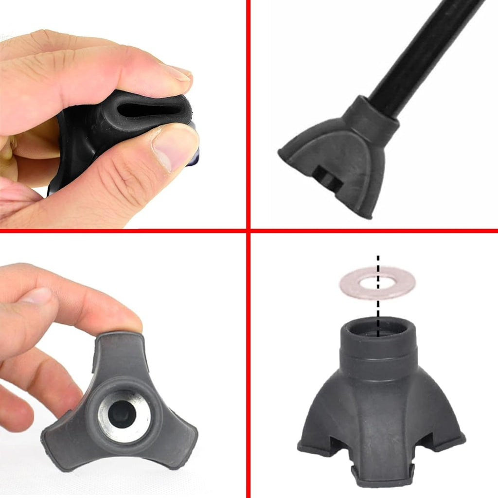 Non-Slip Rubber End Tips for Walking Canes, Sticks, and Crutches - Self-Standing