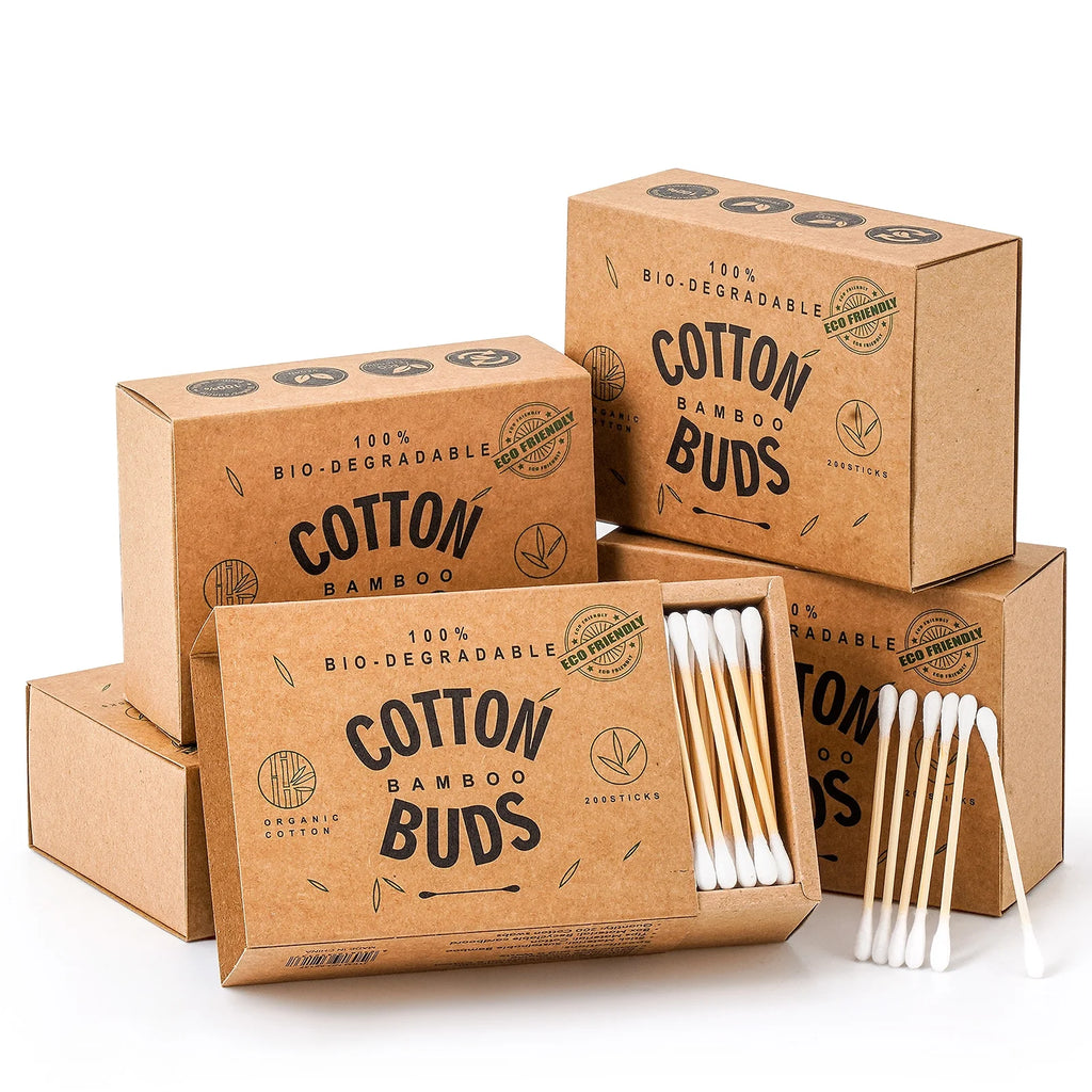 1000 Count Bamboo Cotton Swabs, round Double-Headed Cotton Buds Wooden Sticks for Makeup，Ear Cleaning