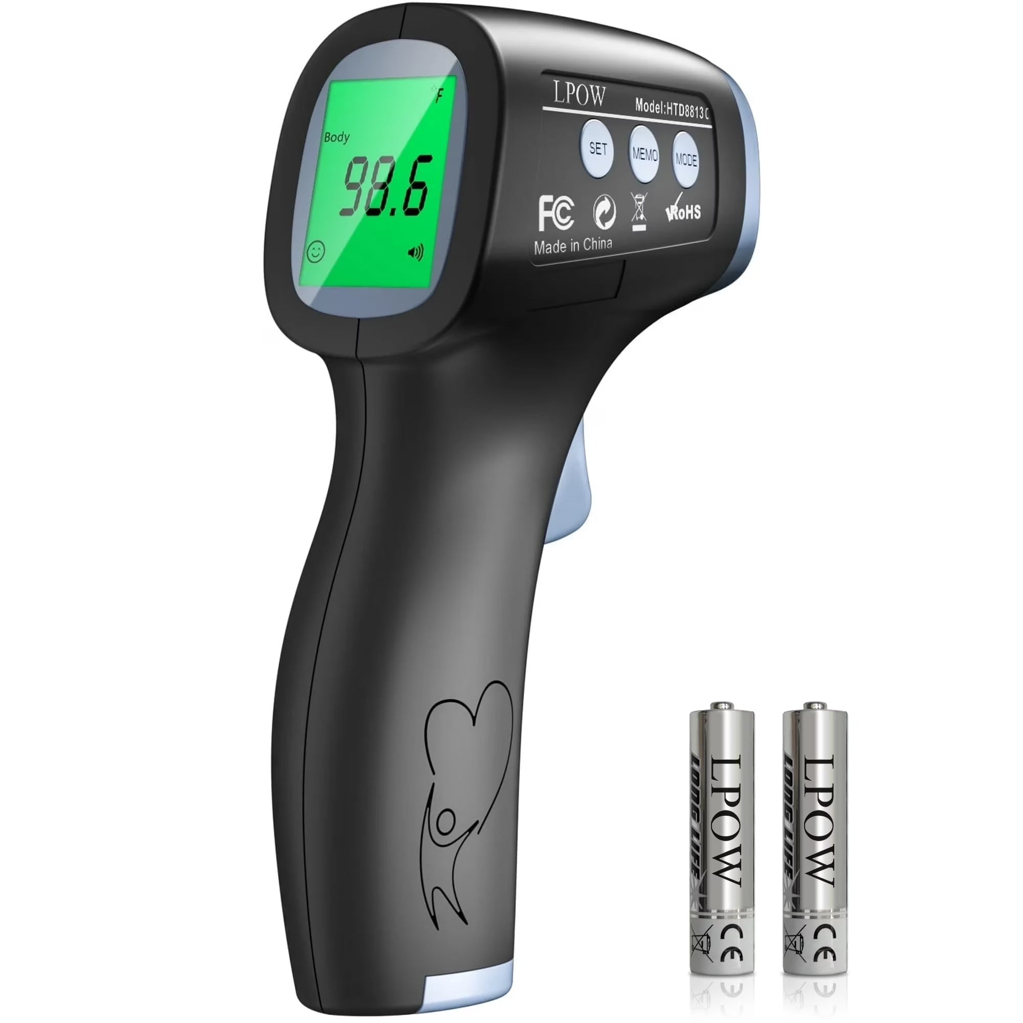 Infrared Digital Forehead Thermometer, 1S Reading, 3 Colors Backlight, 50 Memories Recall, All Ages