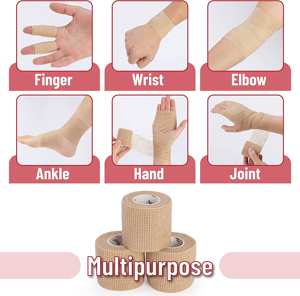 - Self Adhesive Bandage Wrap, 6 Pack, Skin Colored, 2“ X 5 Yards