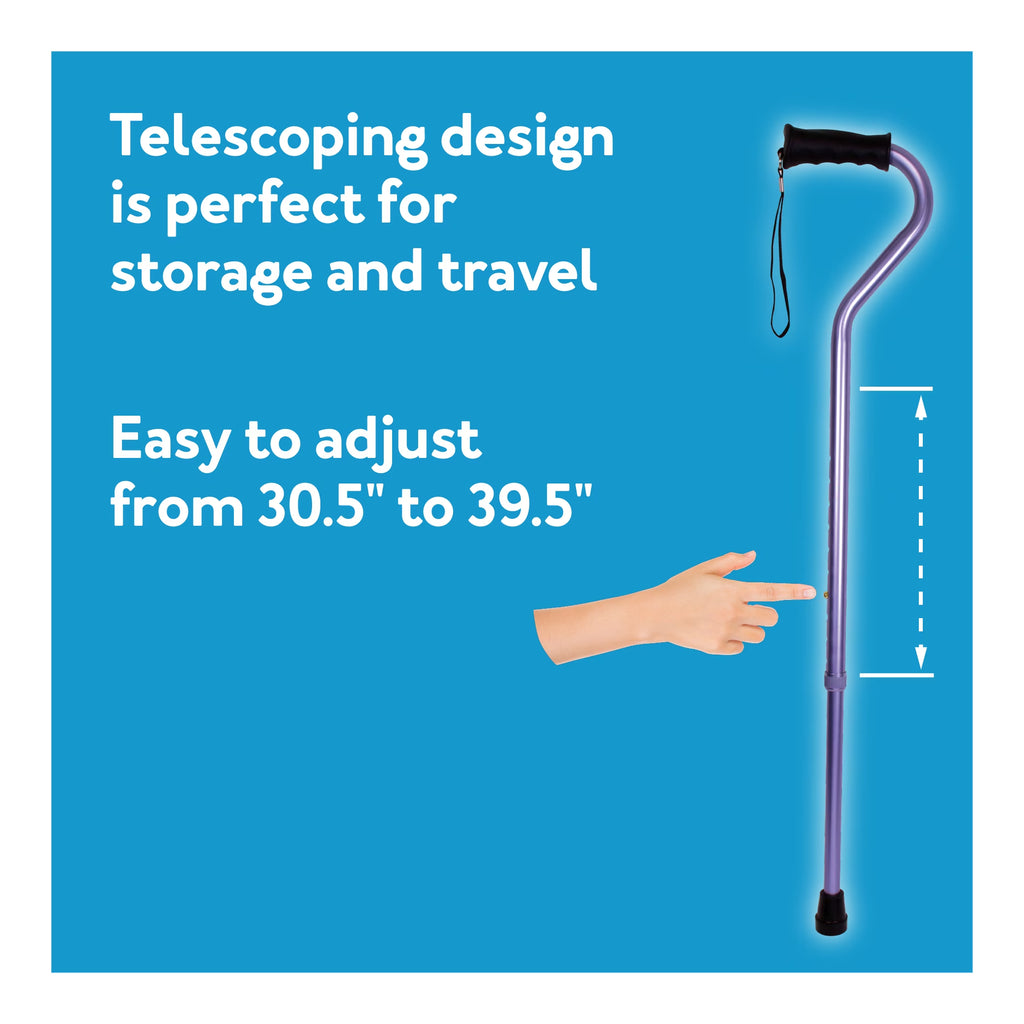 Ergo Offset Adjustable Handle Walking Cane for All Occasions, Black, 250 Lb Weight Capacity