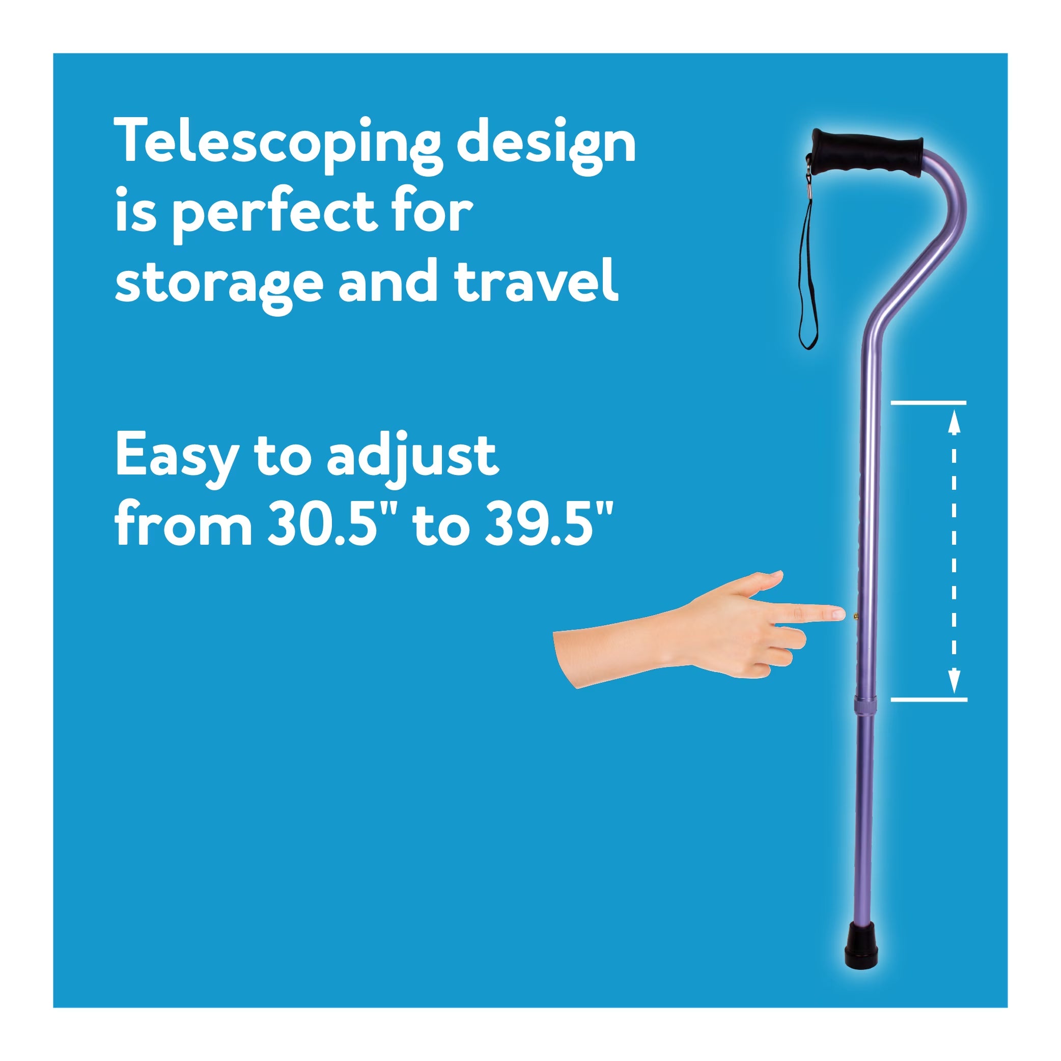 Ergo Offset Adjustable Handle Walking Cane for All Occasions, Black, 250 Lb Weight Capacity