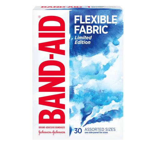 (3 Pack)  Brand Flexible Fabric Bandages, Water Color, Assorted, 30 Count