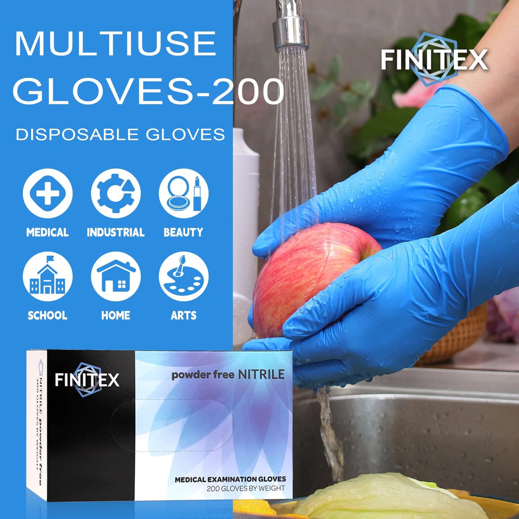Medical Exam Nitrile Disposable Gloves, Latex-Free Powder Free Cleaning Food Gloves, Large, 200 Count