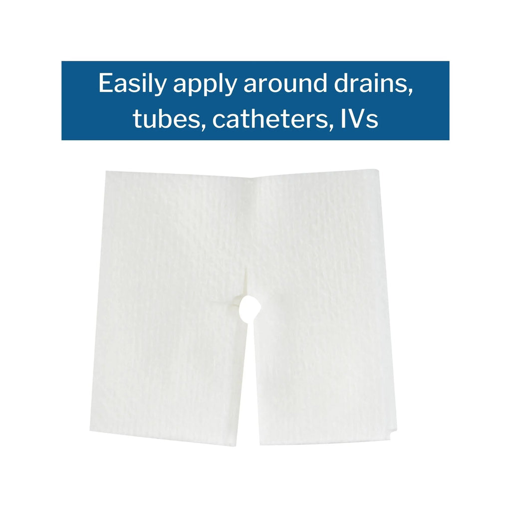 Split Sponges, Sterile, 100% Cotton, I.V. Drain Split Dressing, 6-Ply, 2 In. X 2 In., 2 per Pack, 700 Packs, 1400 Total