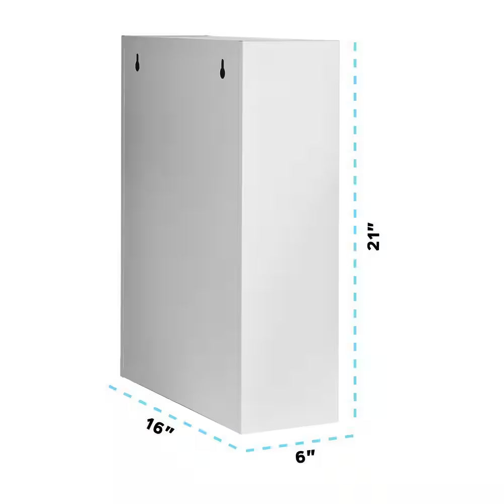 16 In. W X 21 In. H Dual Lock White Surface Mount Medicine Cabinet without Mirror with Pull-Out Shelf