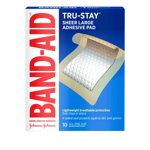 (3 Pack)  Brand Tru-Stay Adhesive Pads, Large Sterile Bandages, 10 Count