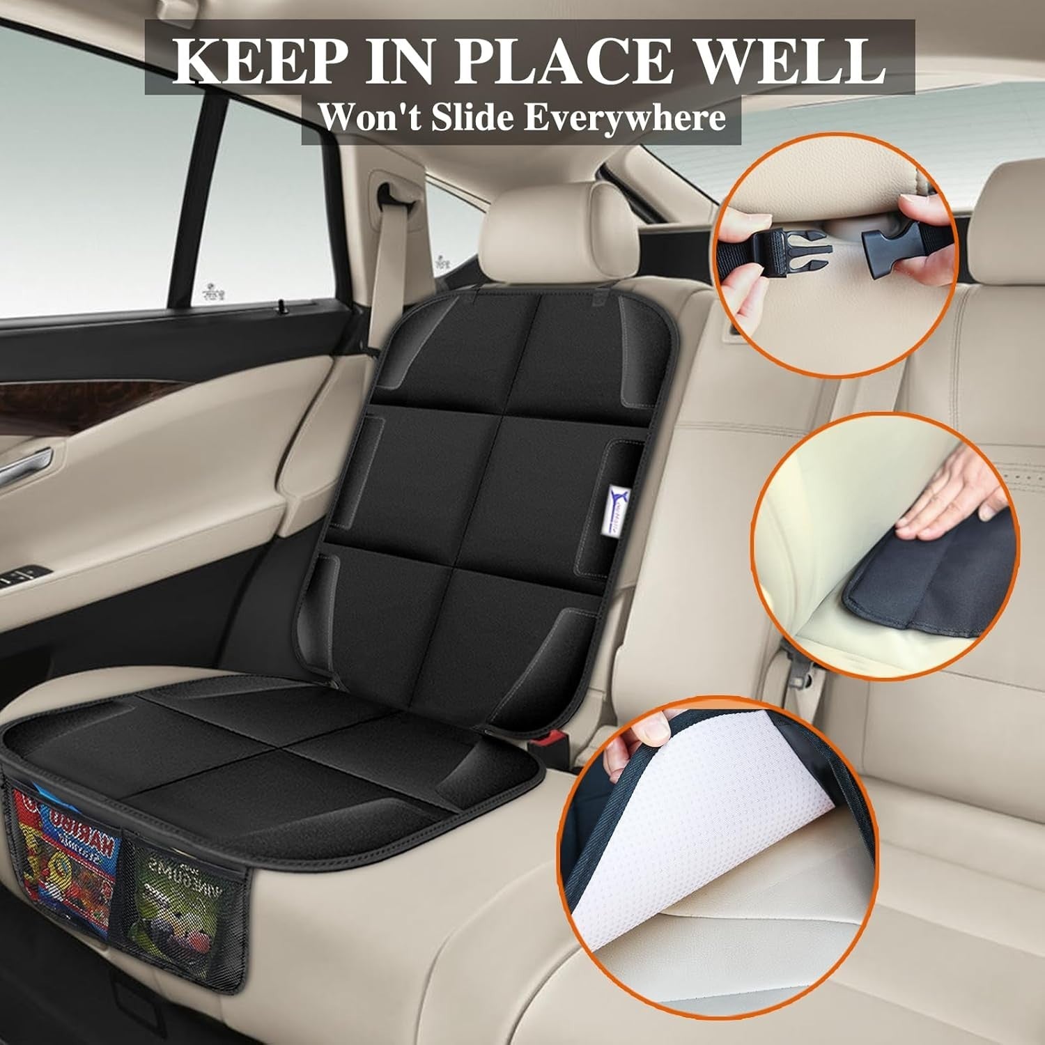 Non-Slip Car Seat Protector for Child Seats - Padded, Waterproof & Universal Fit