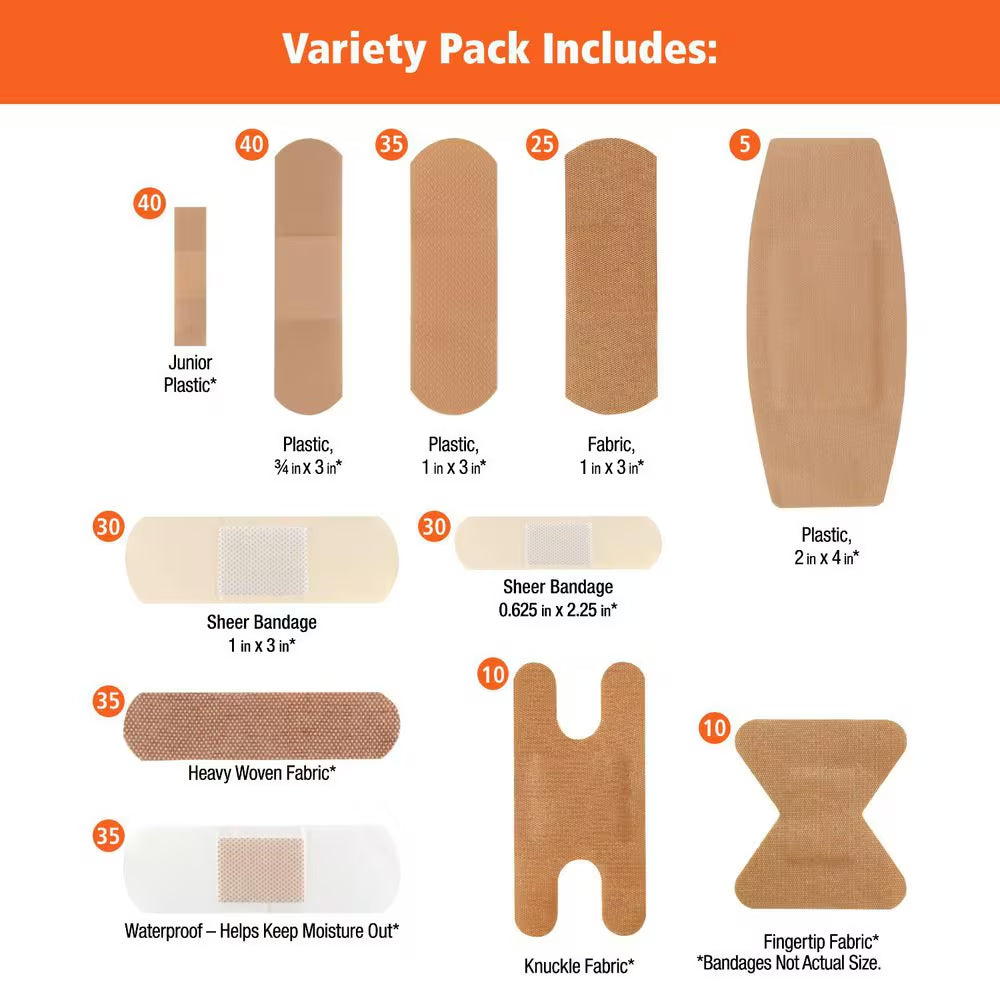 Bandage Variety Pack 300-Count First Aid Kit