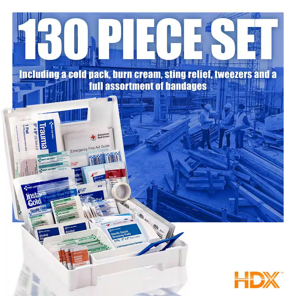 130-Piece Plastic OSHA First Aid Kit
