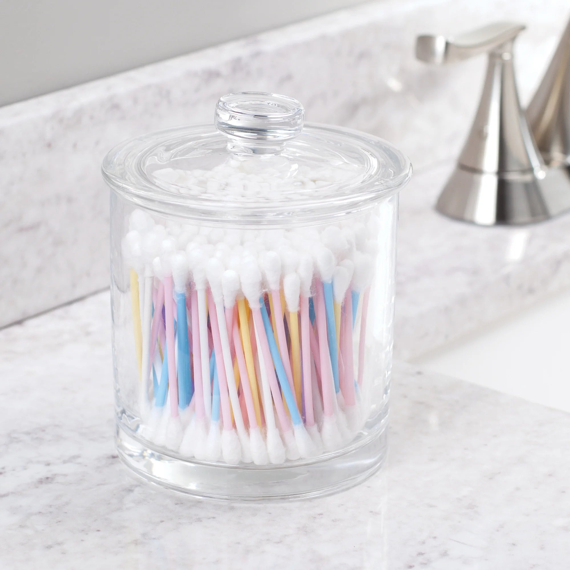 Small Glass Apothecary Vanity Jar, Clear