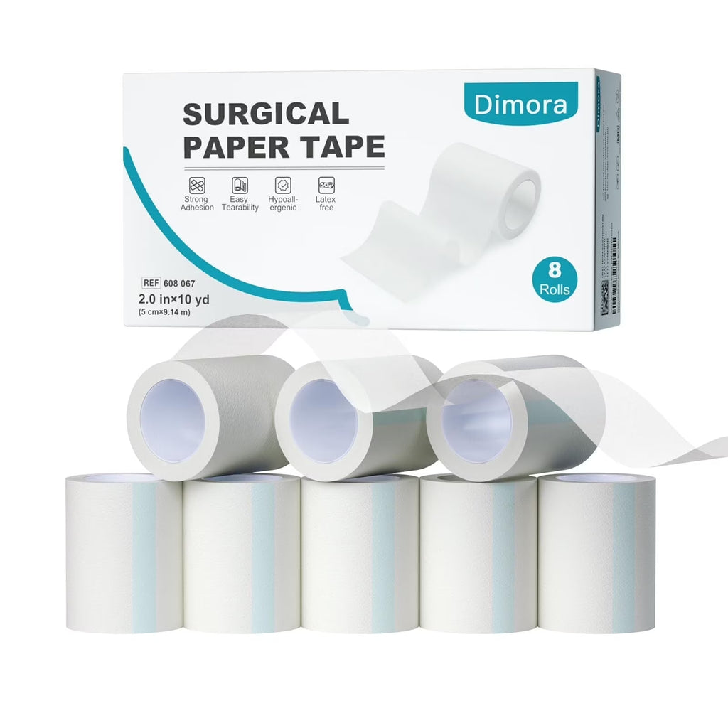 Soft Paper Surgical Tape 8 Rolls- Hypoallergenic Medical Tape for Sensitive Skin, Breathable First Aid Wound Tape with Pain-Free Removal, Secures Dressing and Medical Devices -2" X 10 Yards