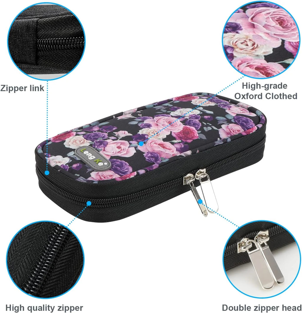 Insulin Cooler Travel Case with 2 TSA Approved Ice Packs - Insulin Pen Cooler Case, Suitable for Diabetic Insulin Bag, Medication for Peptide Case(Purple Pink Rose)