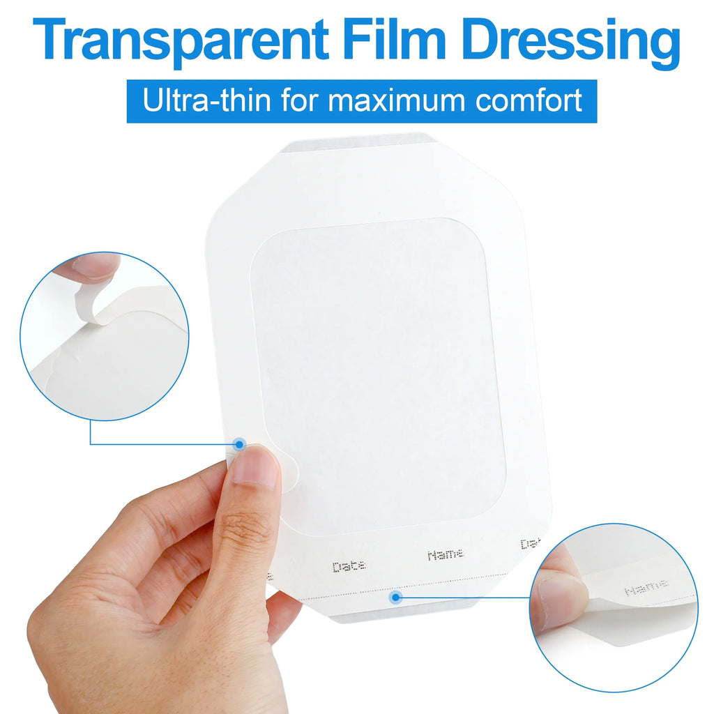 Transparent Film Dressing 4" X 4.75", 48 Count Waterproof Bandage for Post Surgical Shower