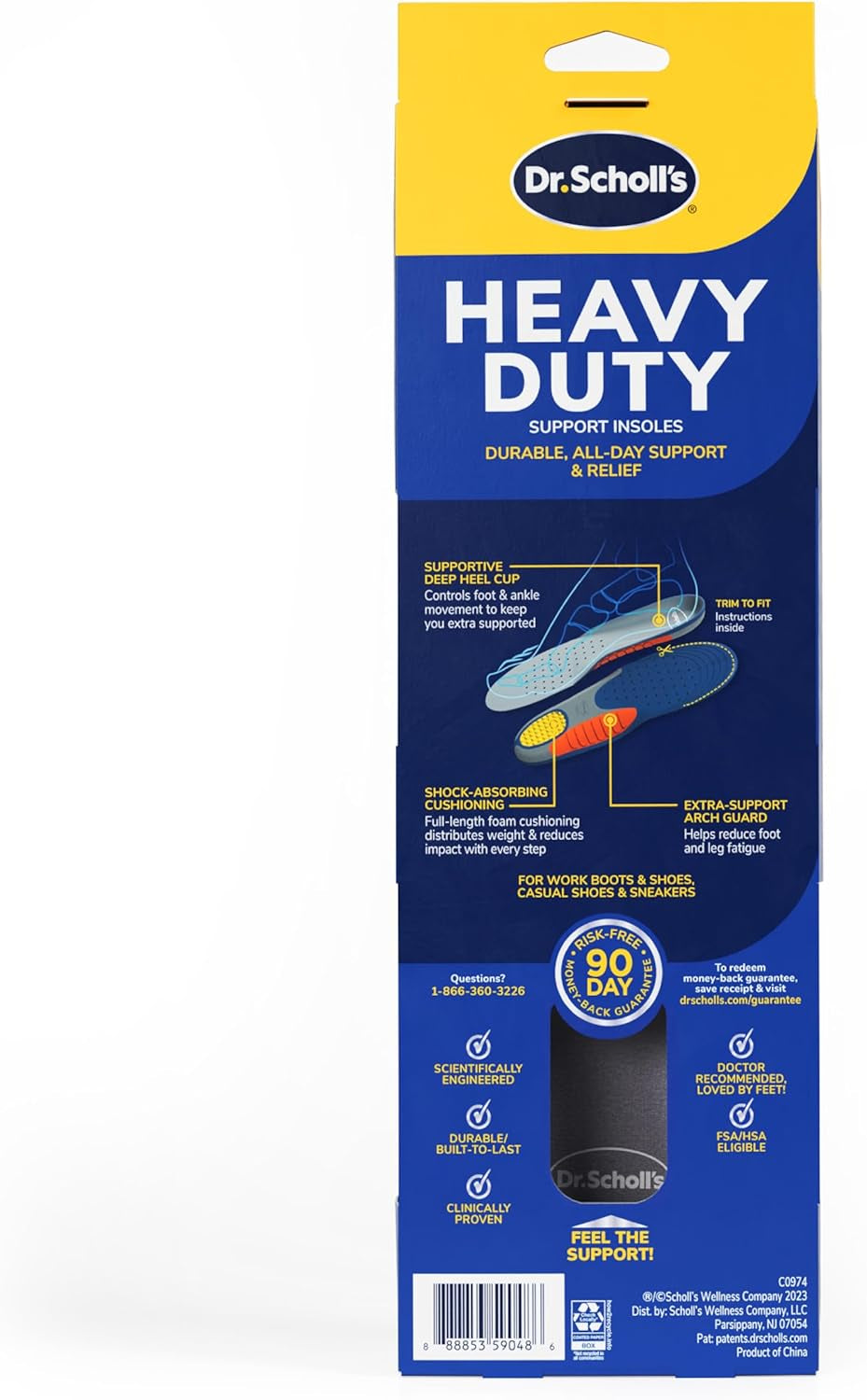 Heavy Duty Orthotic Insoles, Men’S 8-14, Wide, Shock Absorbing, 1 Pair