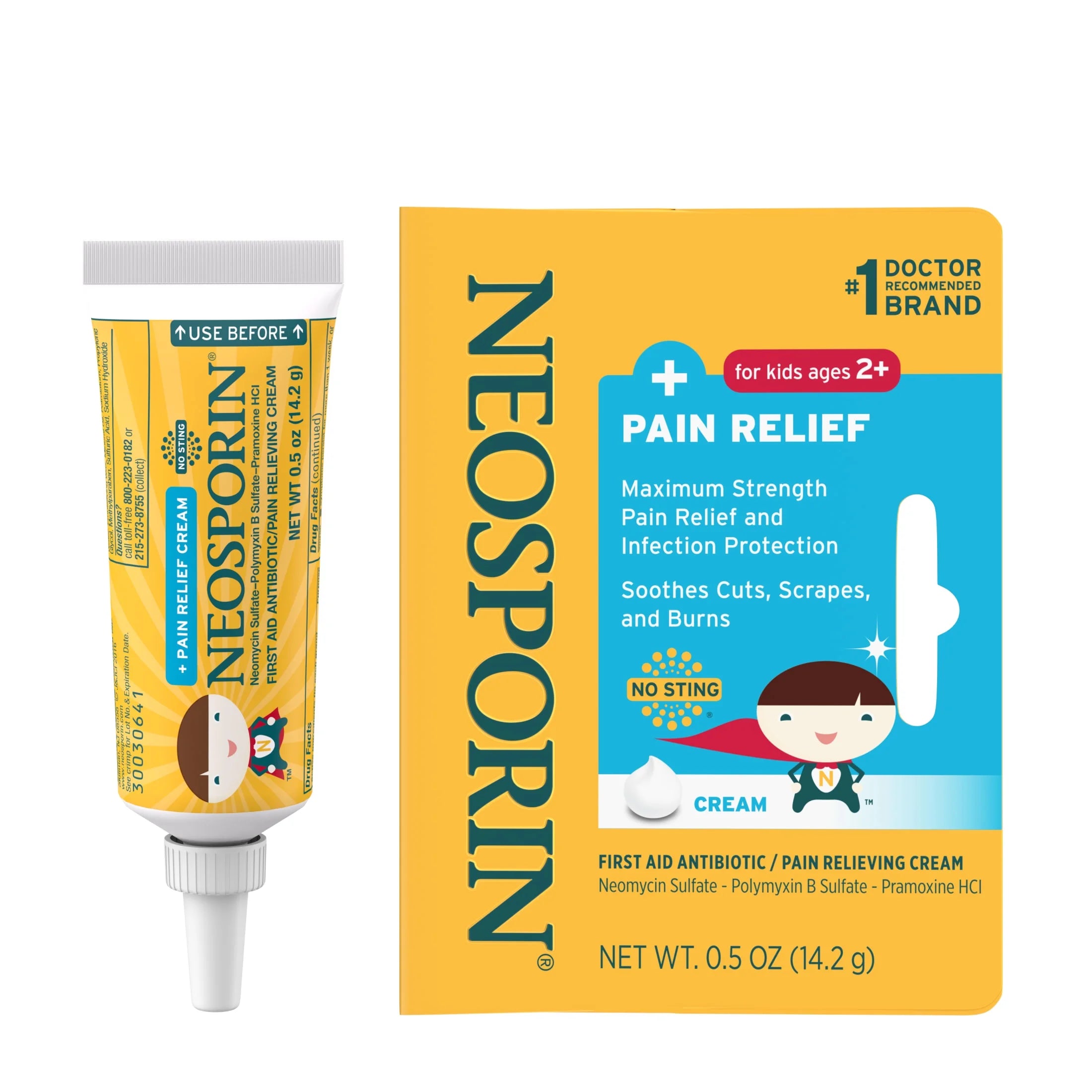 + Pain Relief Dual Action First Aid Antibiotic Cream for Kids, .5 Oz