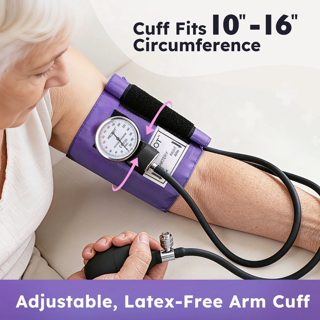 Manual Blood Pressure Cuff, Aneroid Sphygmomanometer and Dual Head Stethoscope Kit,Purple