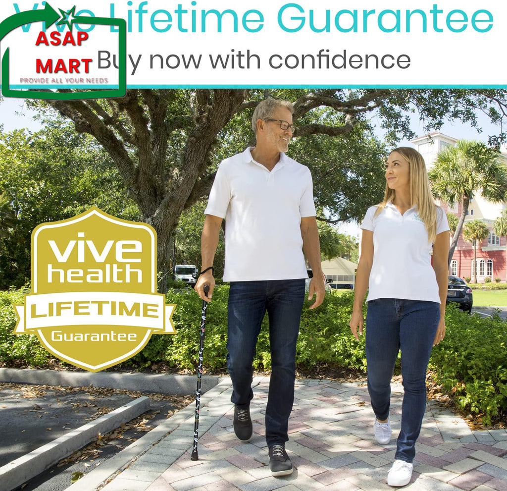 Vive Folding Cane - Foldable Walking for Men, Women Fold-Up, Collapsible, Lightw