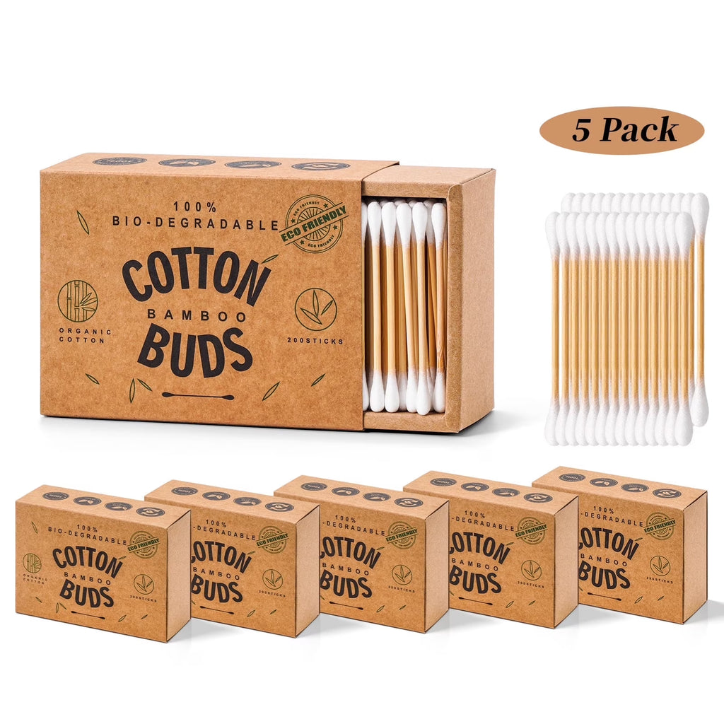 1000 Count Bamboo Cotton Swabs, round Double-Headed Cotton Buds Wooden Sticks for Makeup，Ear Cleaning