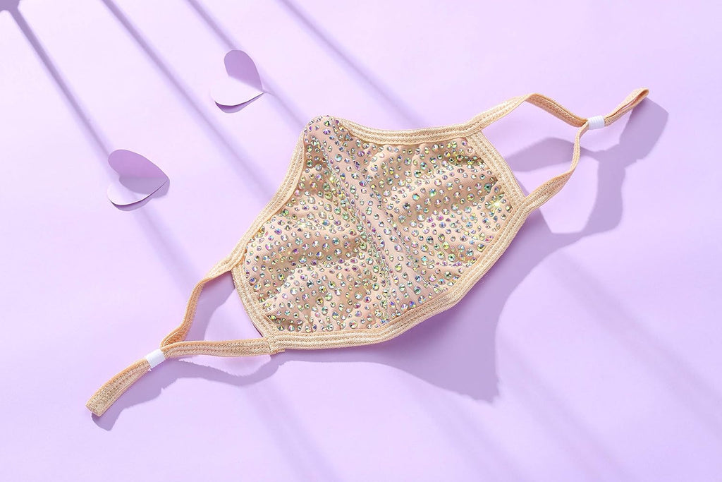 Designer Crystal Face Mask! Machine Washable, Adjustable Ear Strap, Open Pocket, FREE Filter