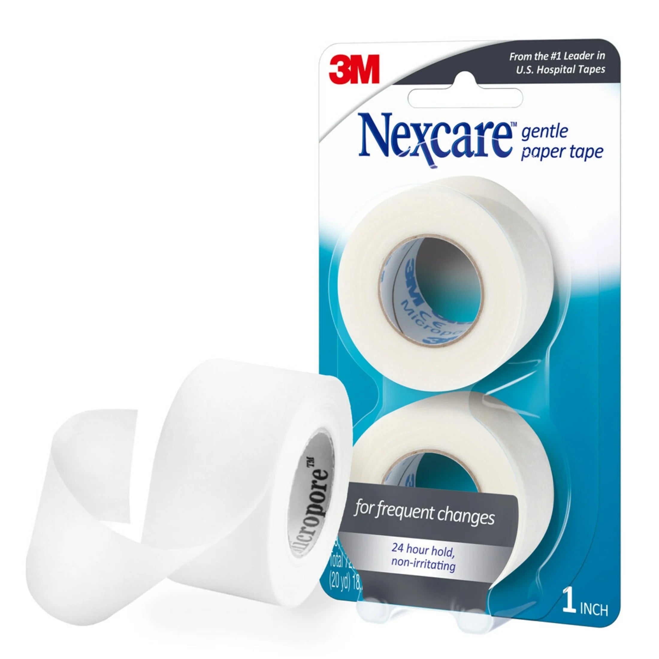 Gentle Paper First Aid Tape, Hospital Grade, 1 in X 10 Yds, 2 Rolls