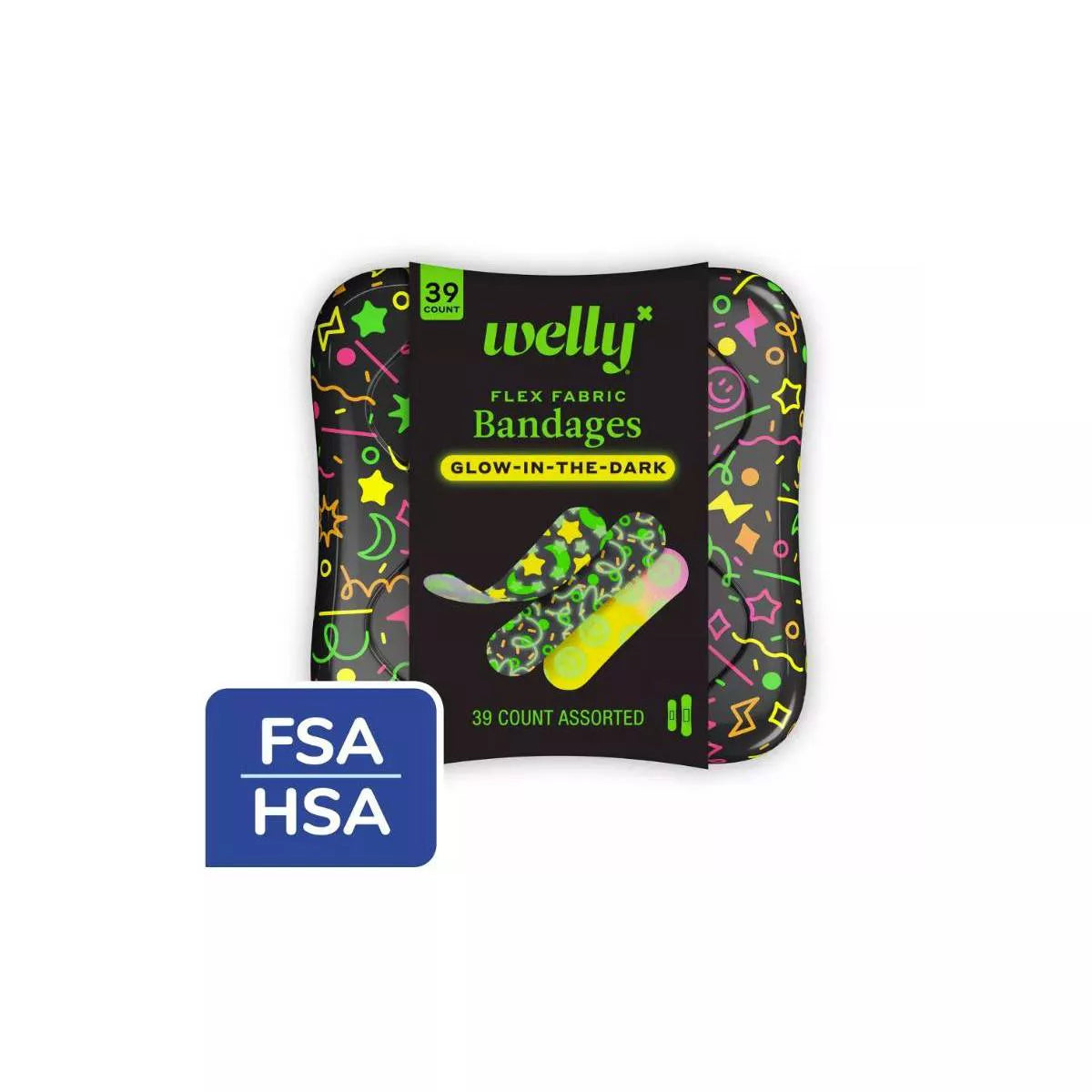 Welly Glow-In-The-Dark Bandages - 39Ct