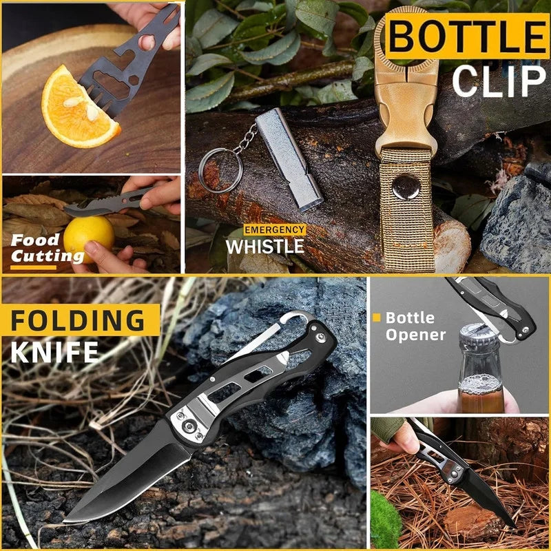 Survival Kits 57 Pcs,Emergency Survival Gear Tools for Outdoor Camping, Hiking,Gifts for Men Dad Husband Teenage Boy