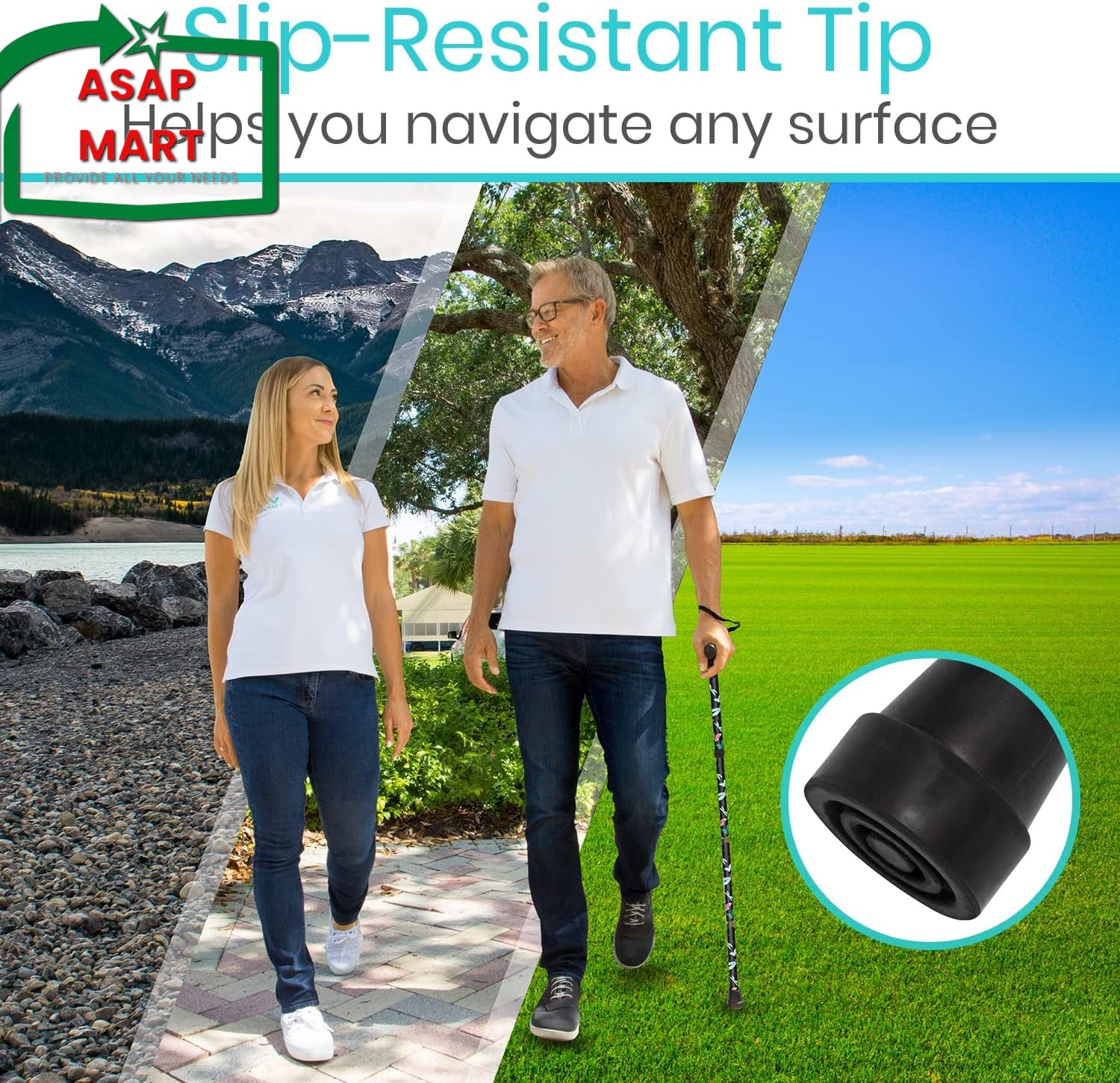 Vive Folding Cane - Foldable Walking for Men, Women Fold-Up, Collapsible, Lightw