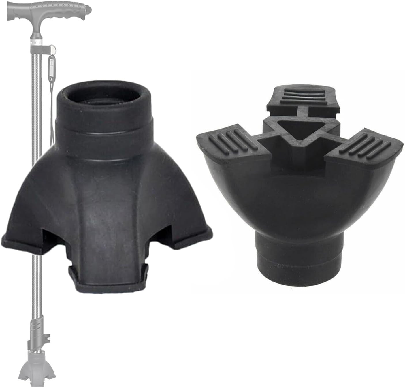 Non-Slip Rubber End Tips for Walking Canes, Sticks, and Crutches - Self-Standing