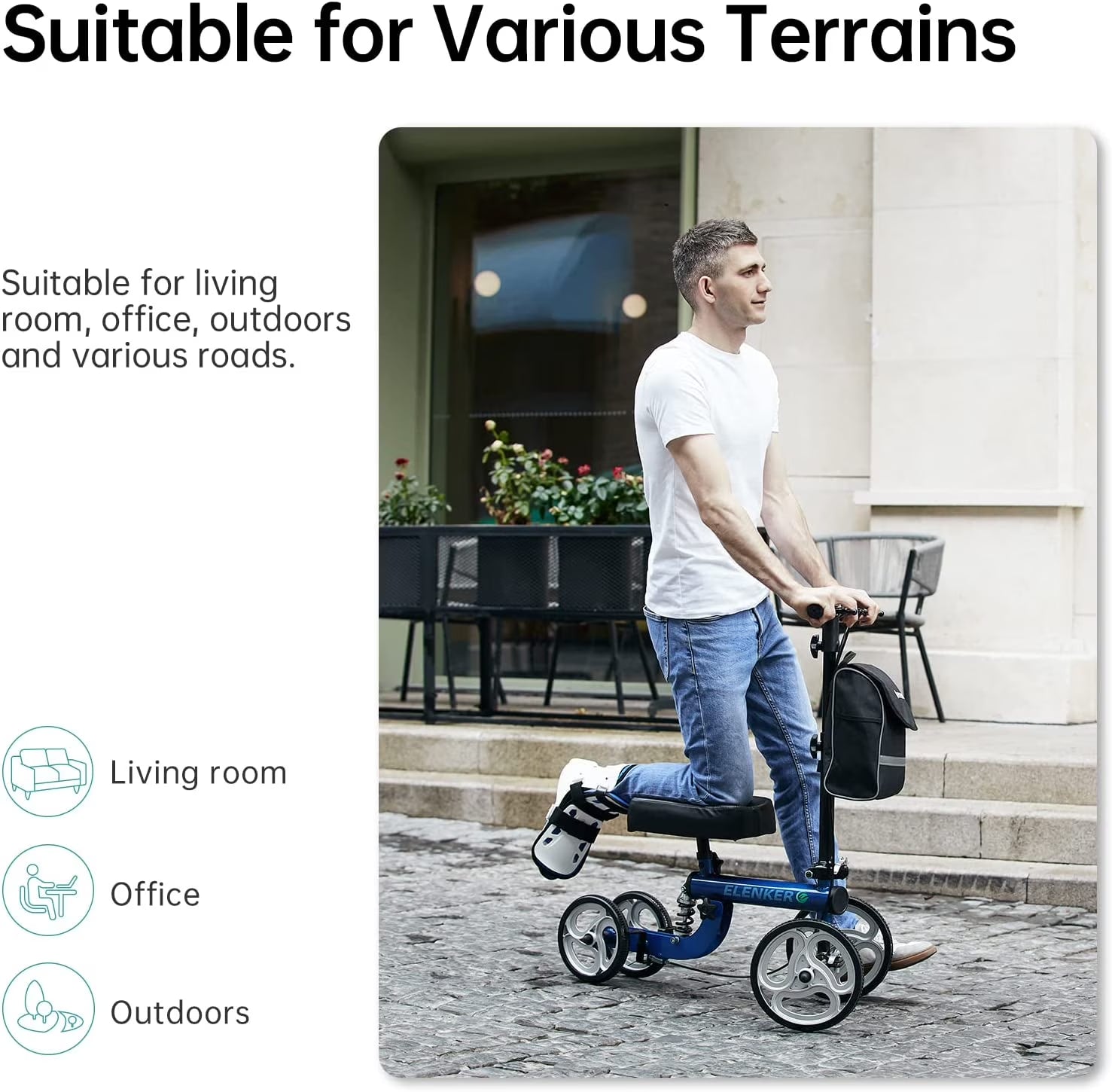 Knee Scooter Steerable Deluxe Medical Knee Walkerfor Foot Injury Crutch Alternative Blue