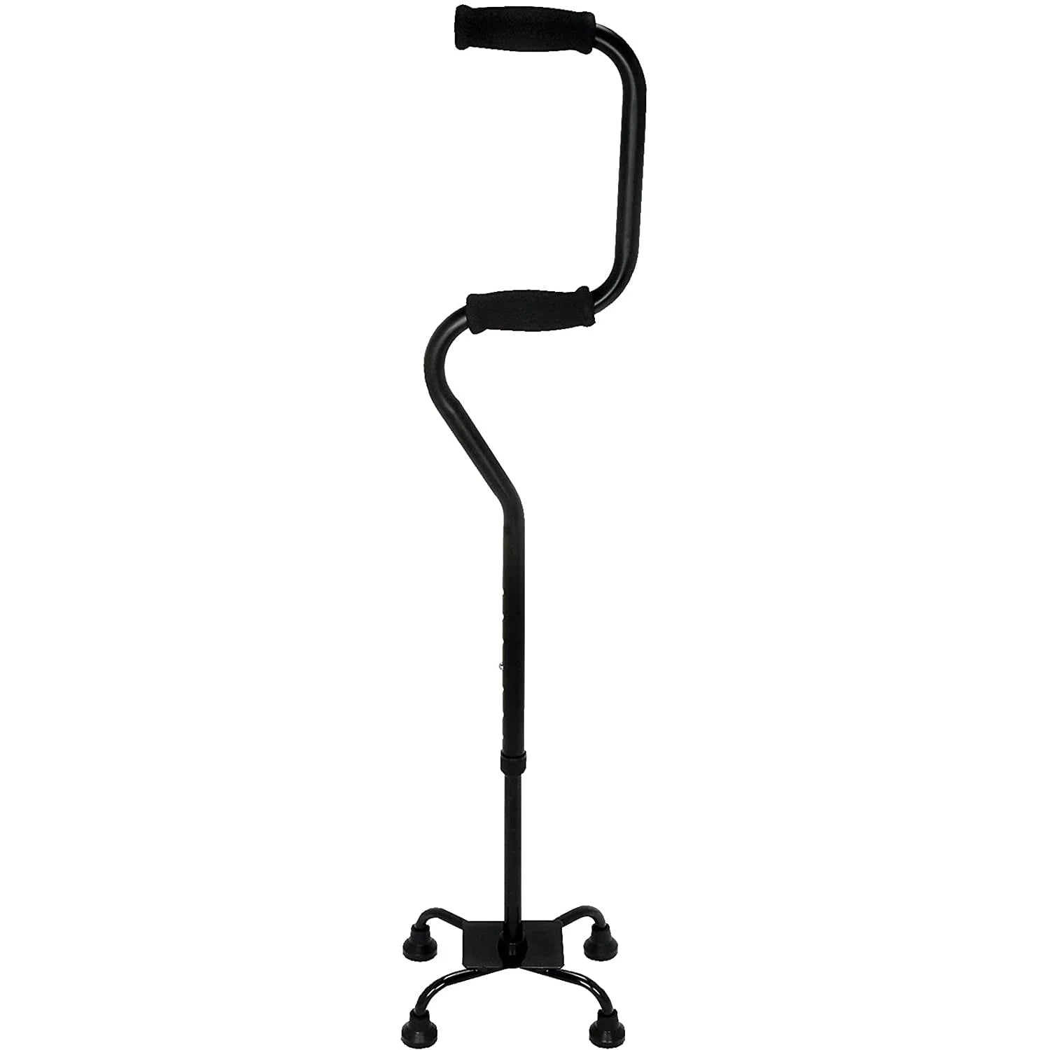 Quad Walking Cane, Sit to Stand Walker, Adjustable Canes for Men, Canes for Women, FSA HSA Eligible with Quad Base, Foam Handles Quad Cane, Black