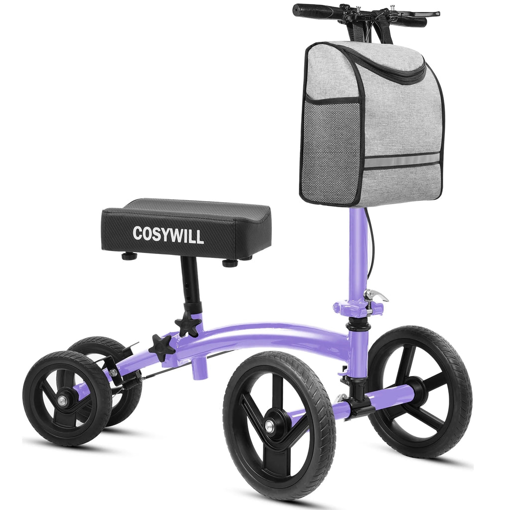 Steerable Knee Scooter,Economy Knee Walker,All Terrain Foldable Medical Scooter for Foot Injuries Crutches Alternative,Purple