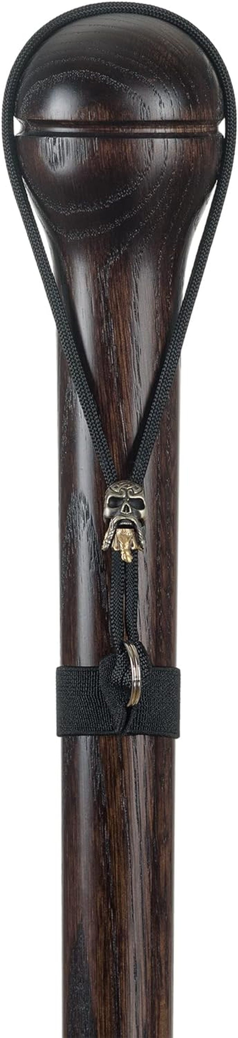 Unique Handmade Hardwood Walking Stick with Paracord Skull Strap