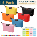 Makeup Bag - 6 Pack Small Travel Cosmetic Bag for Women and Men, Mini Makeup Pouch, Waterproof Travel Cosmetic Pouch, Multi-Purpose Nylon Zipper Toiletry Bag
