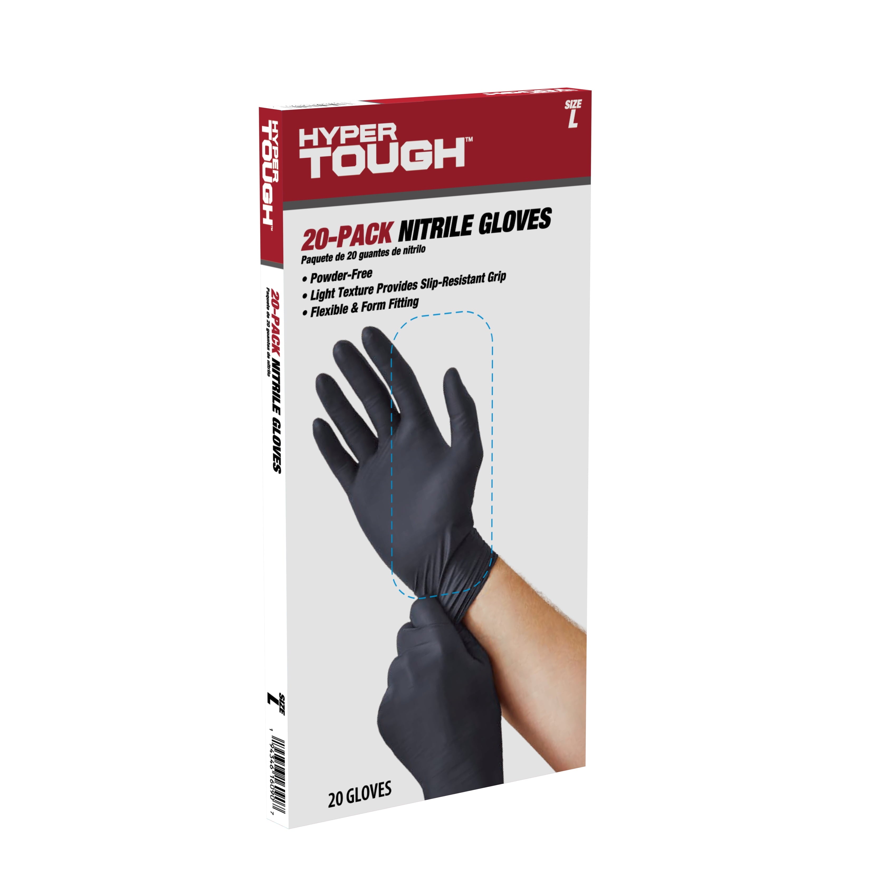 Disposable Nitrile Gloves, 20CT, Size Large, One Size Fit Most