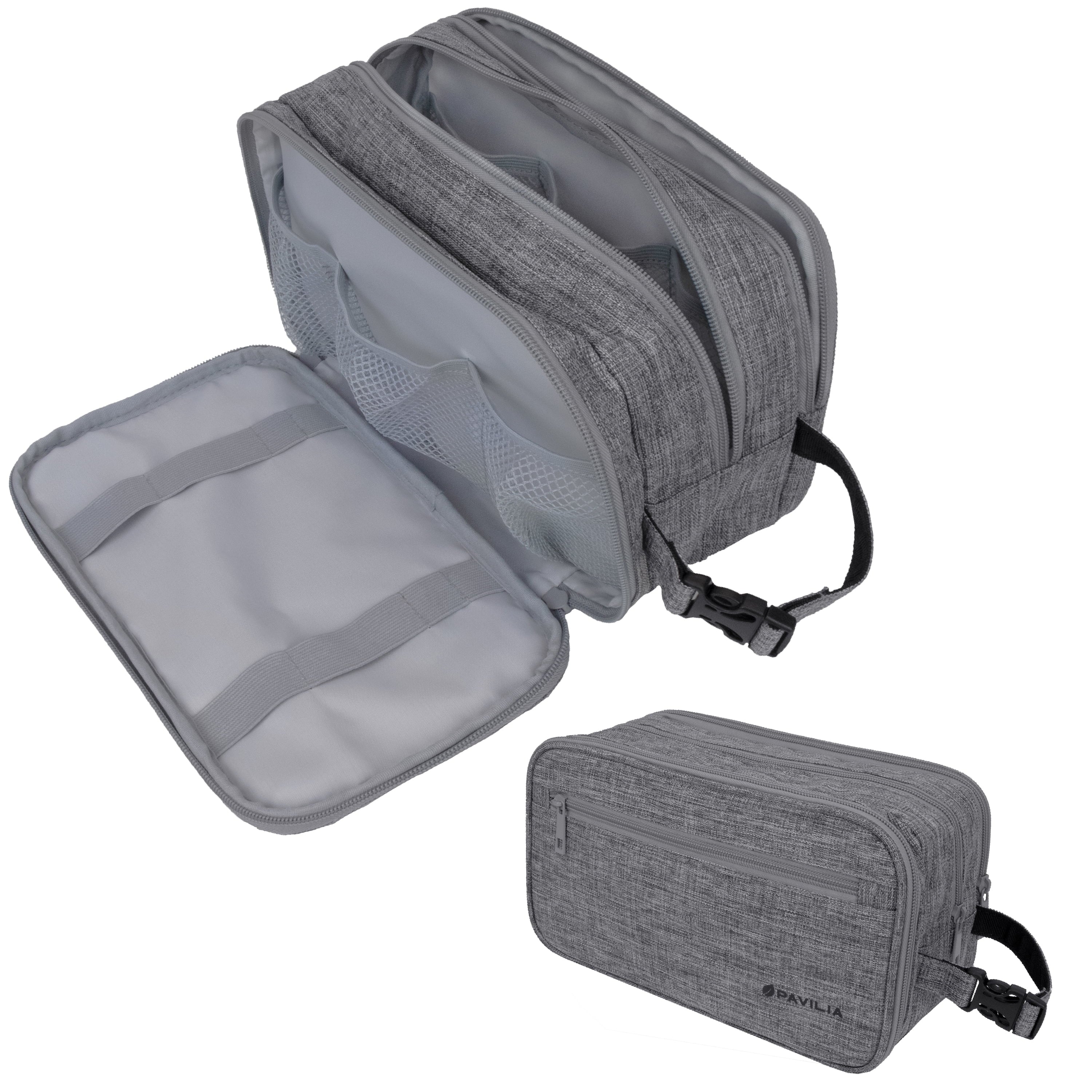 Toiletry Bag for Men, Travel Toiletries Bag | Water-Resistant Dopp Kit, Shaving Pouch Organizer for Accessories, Cosmetic, Hygiene, Grooming Essentials (Heather Grey)