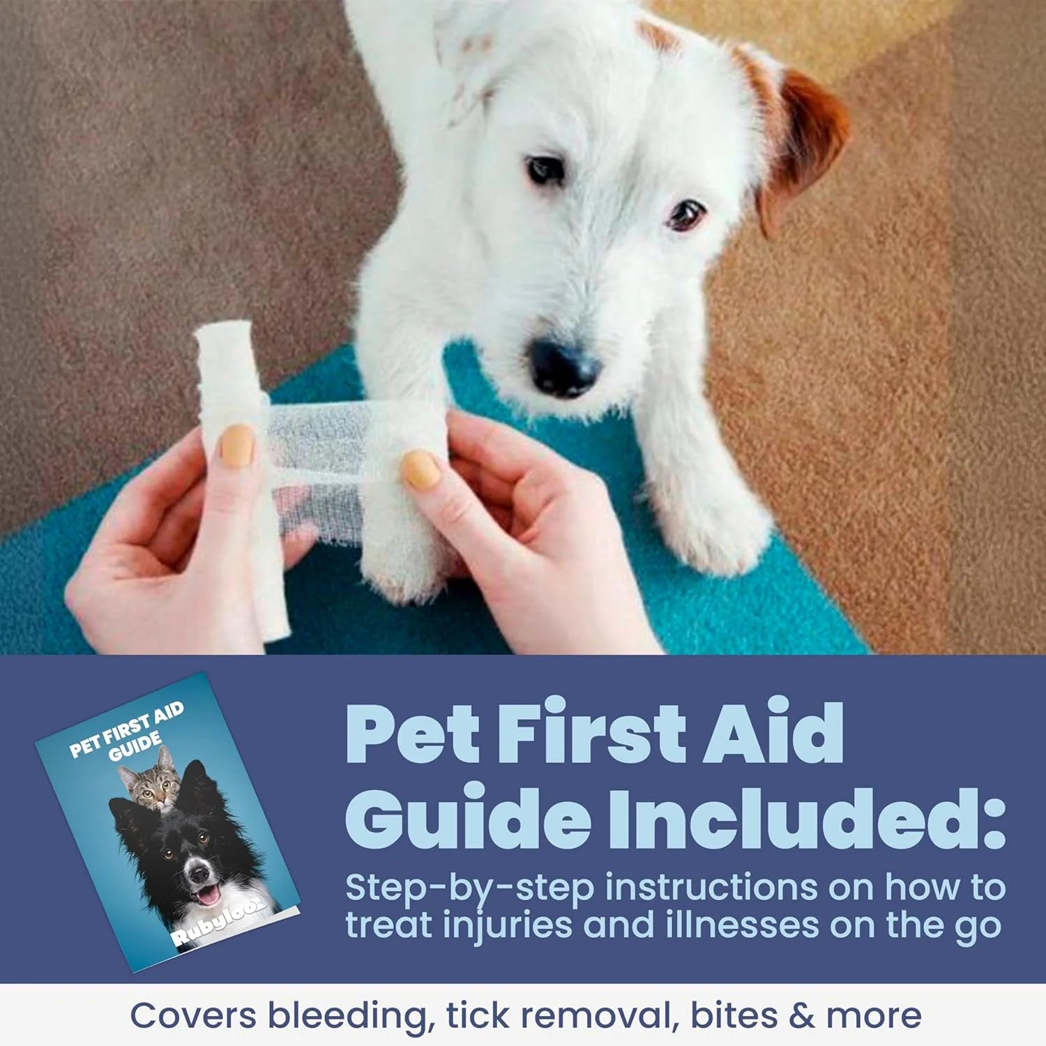 Cat and Dog First Aid Kit for Car and Travel - 53 Piece Pet Emergency Essential Kit with Vet-Approved Guide, Compact for Camping and Home