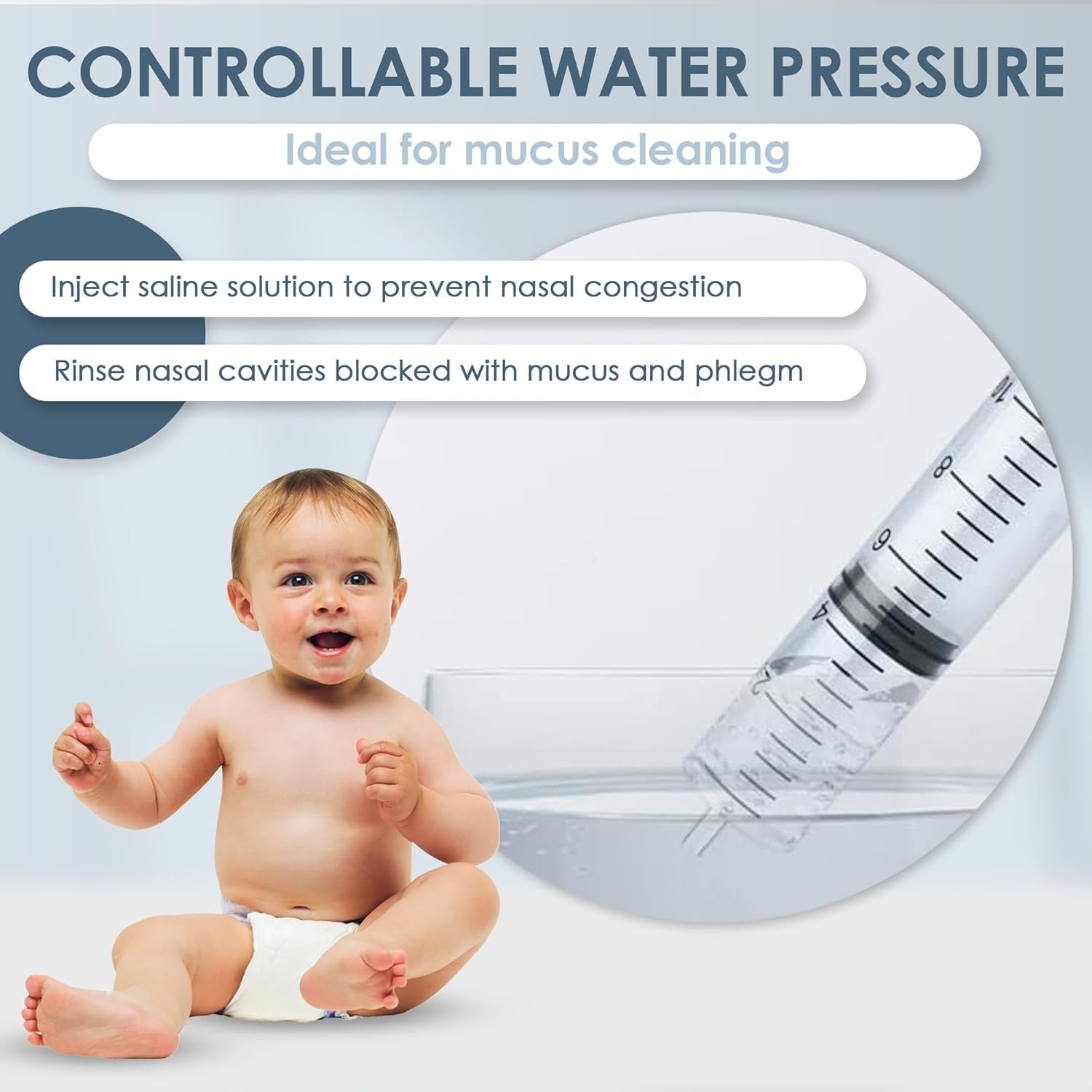 Baby Nasal Syringe (2-Pack) - Safe Silicone Nasal Aspirator for Newborn - Infant