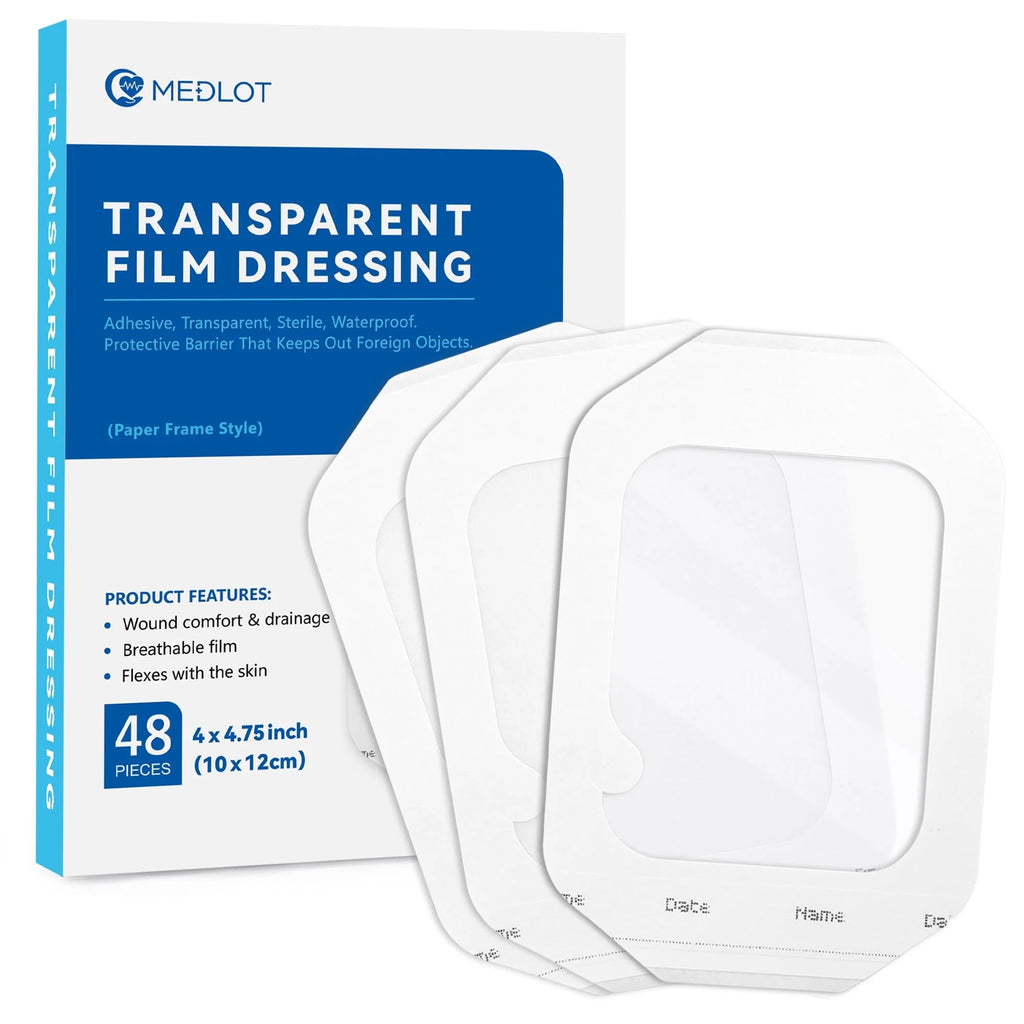 Transparent Film Dressing 4" X 4.75", 48 Count Waterproof Bandage for Post Surgical Shower