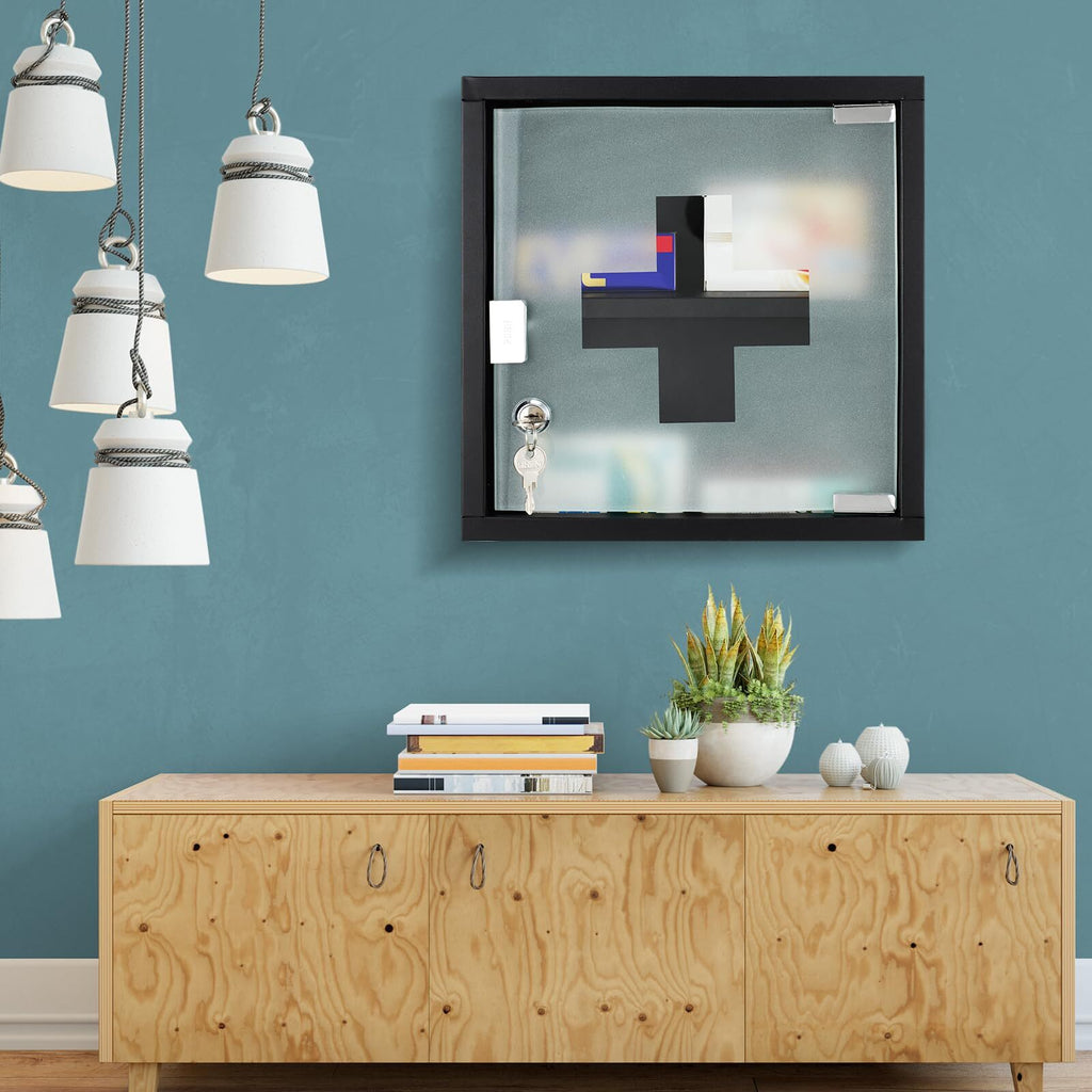 First Aid Wall Cabinet with Lock Medicine Mounted Bathroom Storage Hanging