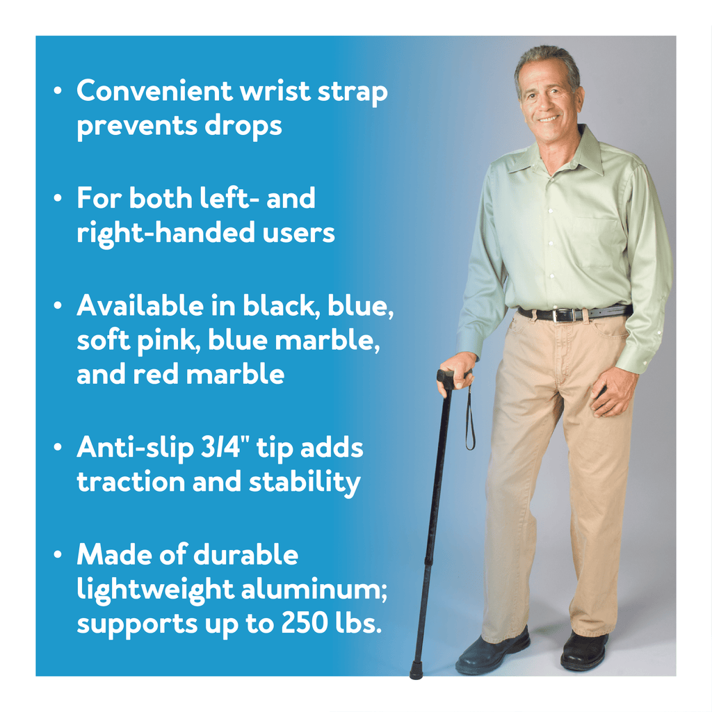 Soft Grip Derby Adjustable Walking Cane , Blue, 250 Lb Weight Capacity