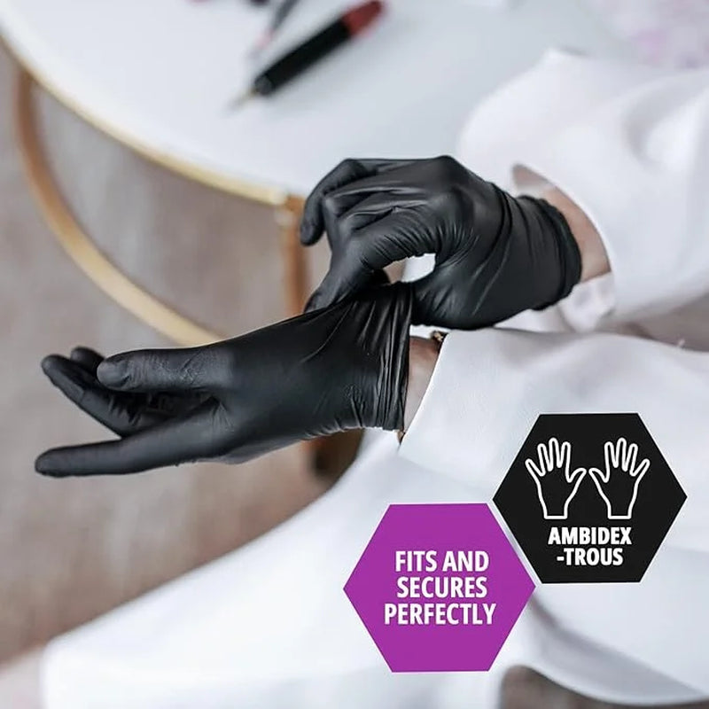 Med Pride Black Nitrile Disposable Gloves 4 Mil Thick, 50 Count Nitrile Gloves Latex-Free, Powder-Free & Non-Sterile, X-Large