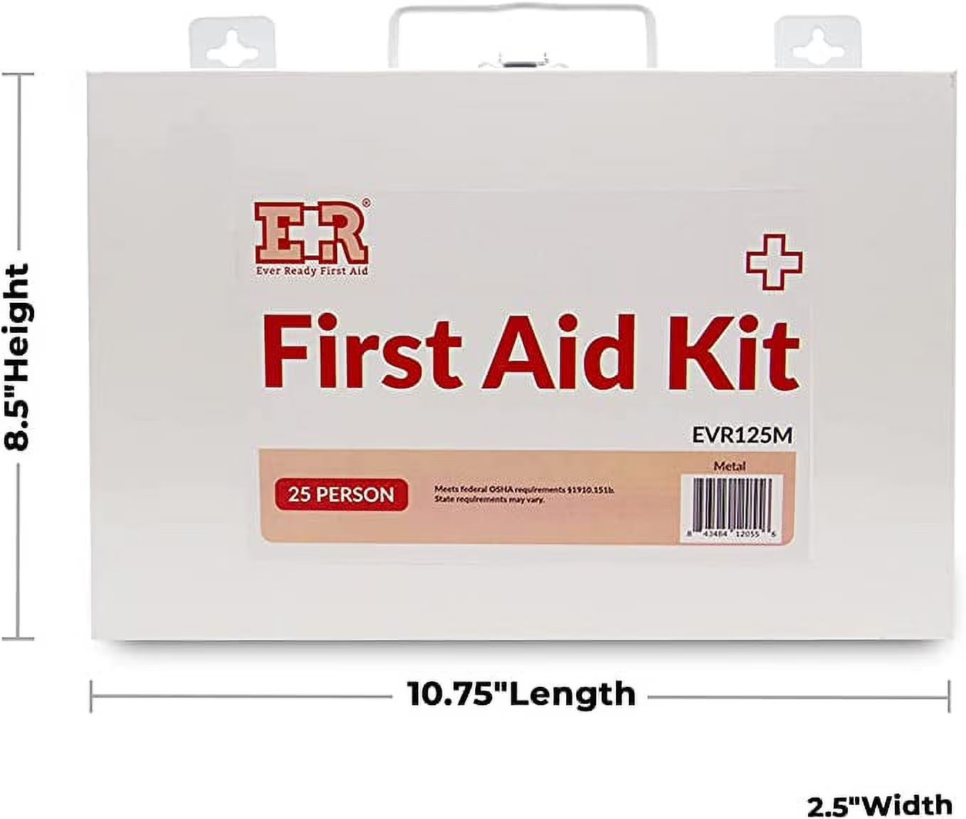 107 Piece 25 Person First Aid Kit with Plastic Case, OSHA Compliant