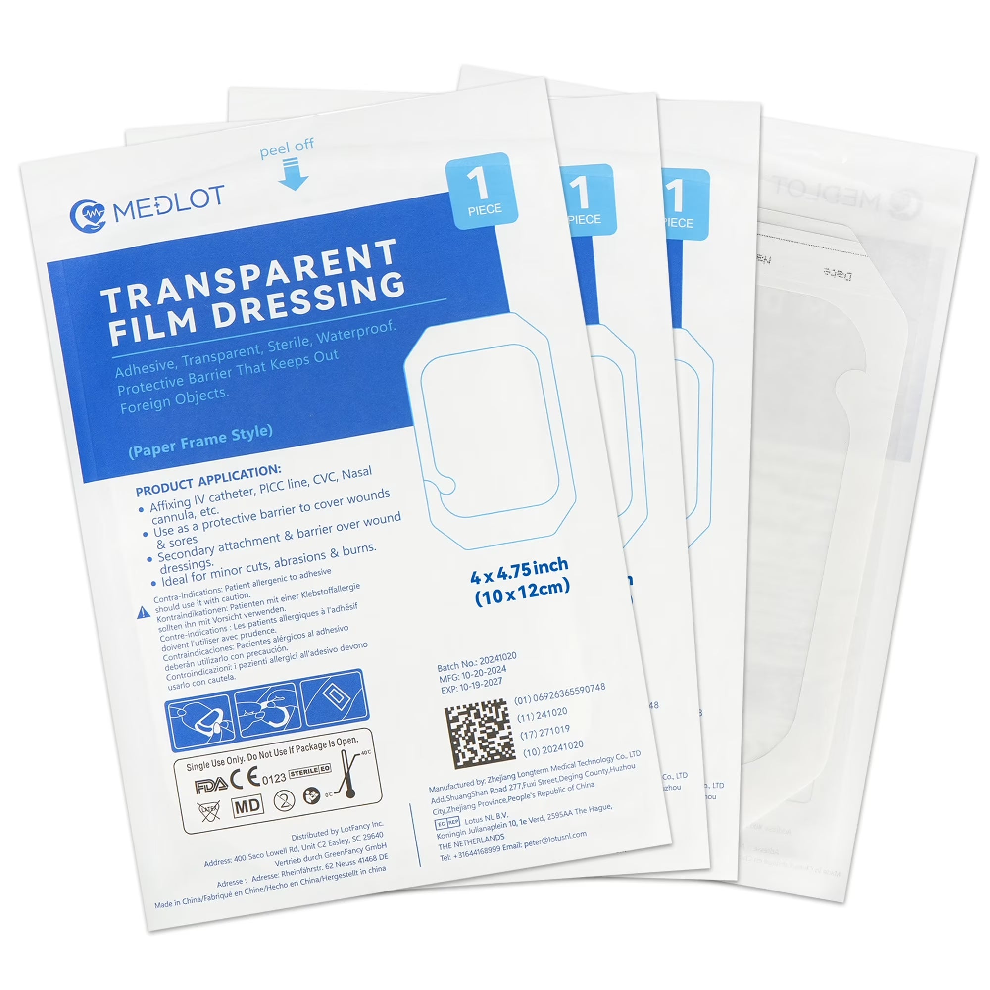 Transparent Film Dressing 4" X 4.75", 48 Count Waterproof Bandage for Post Surgical Shower